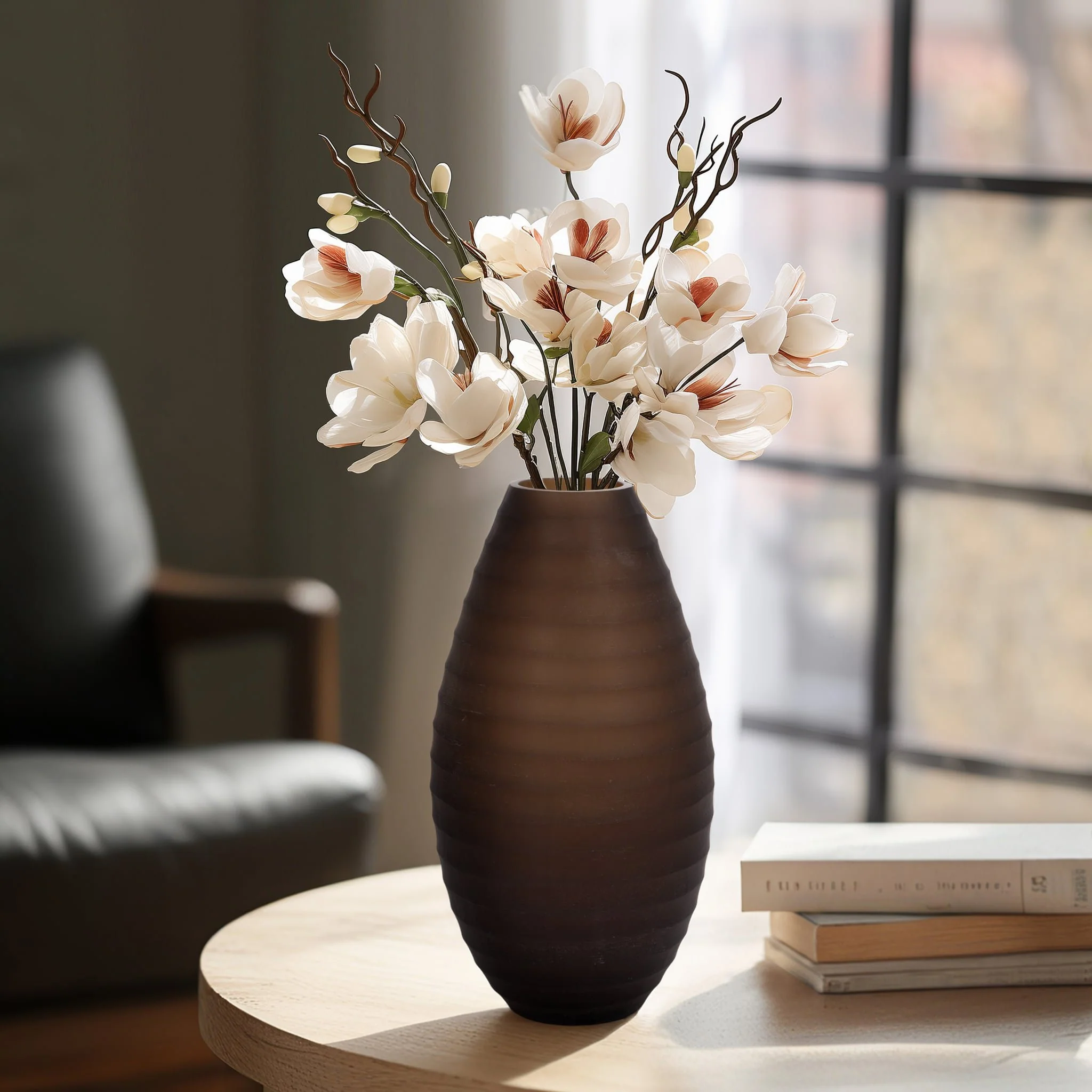 Glass, 13" Ridged Urn Vase, Champagne - Image 10
