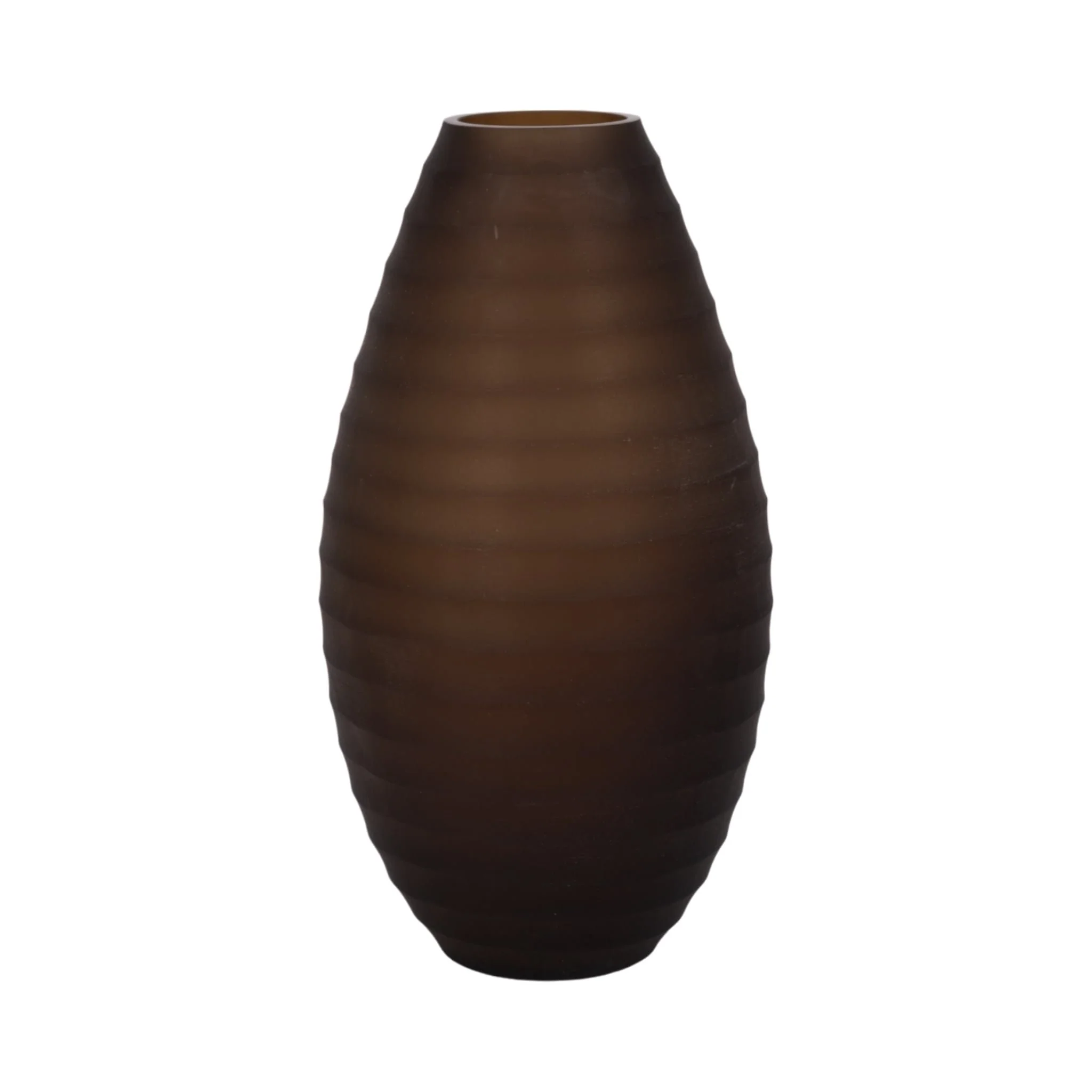 Glass, 13" Ridged Urn Vase, Champagne - Image 3