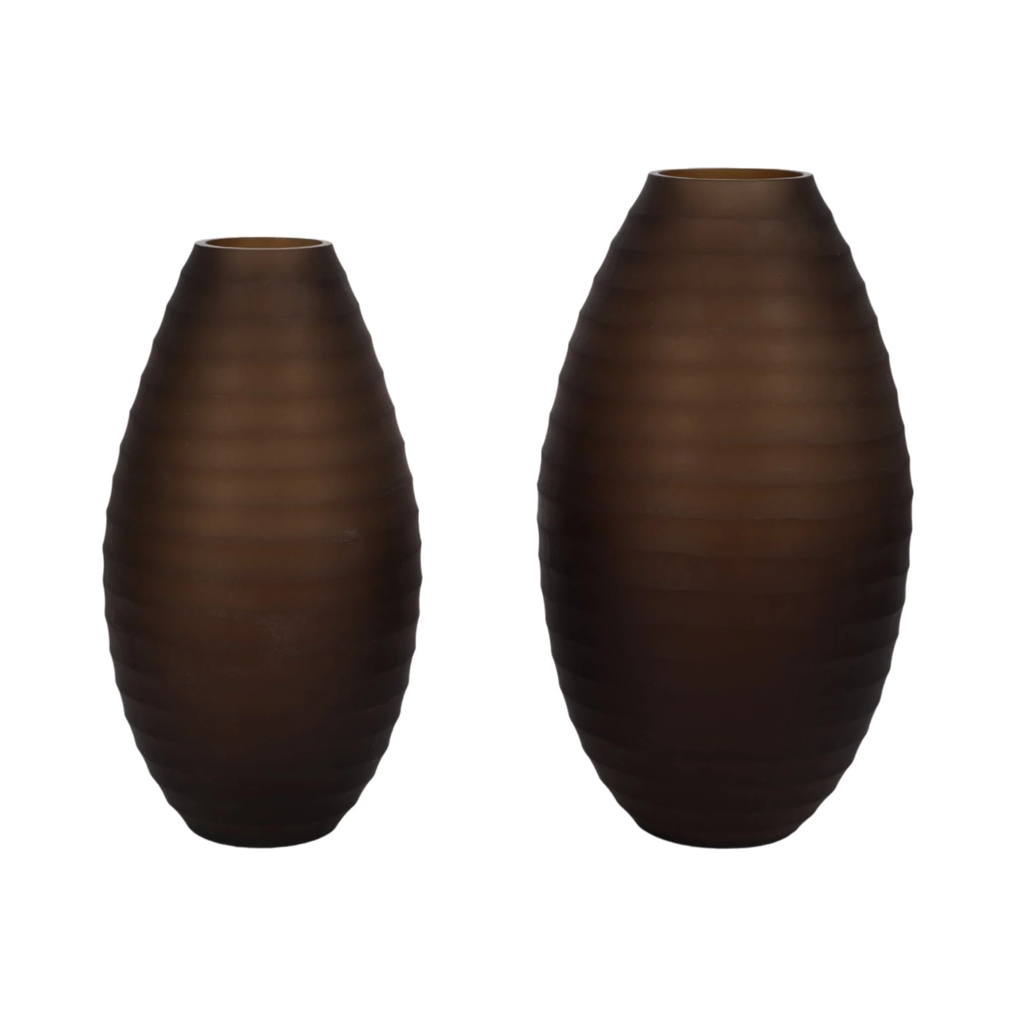 Glass, 13" Ridged Urn Vase, Champagne - Image 7