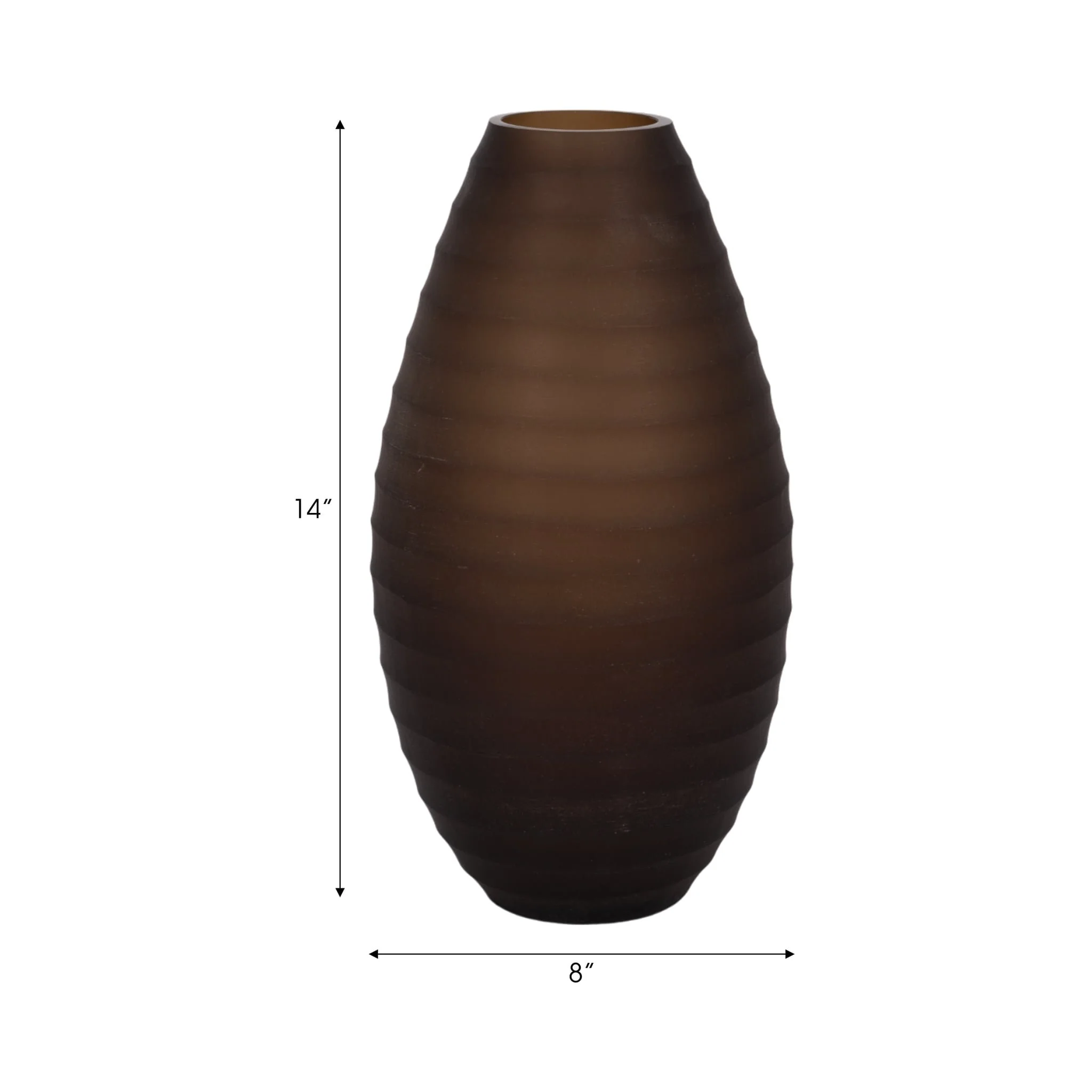 Glass, 13" Ridged Urn Vase, Champagne - Image 8