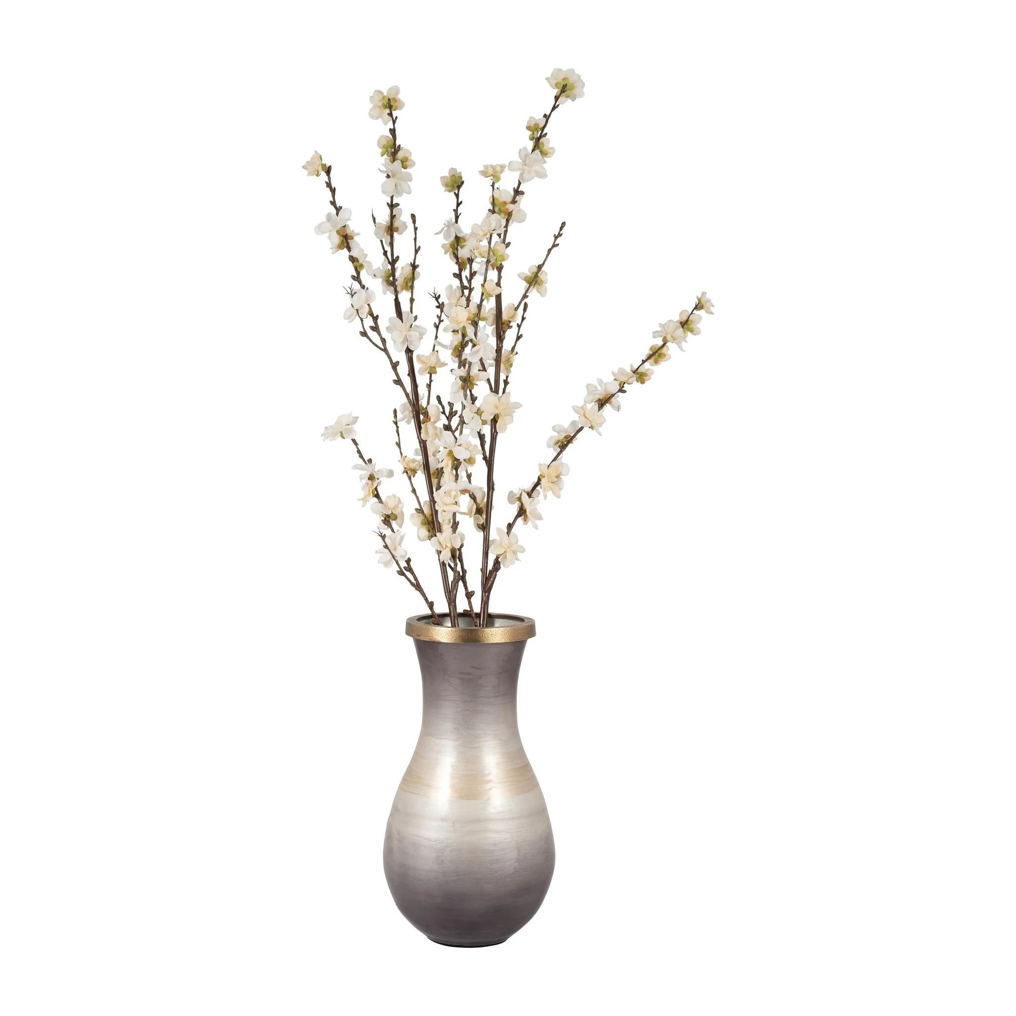 Glass, 13" Vase With Metal Rim, Multi - Image 3