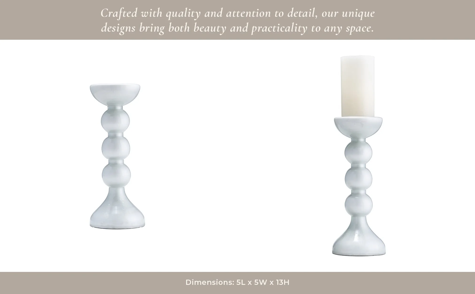 Glass, 13"h, Bubbly Candle Holder, Wht Enam - Image 10