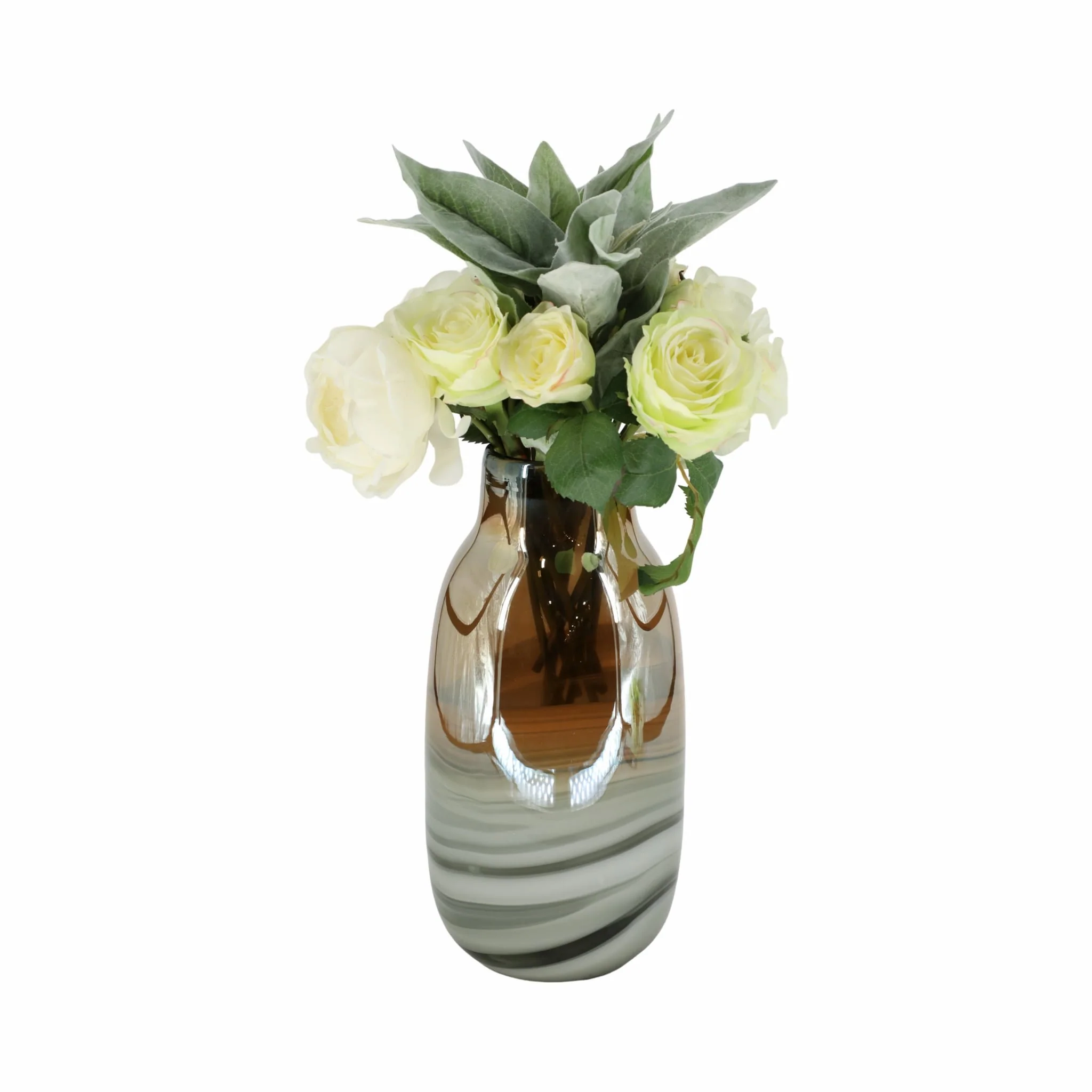 Glass 13"h Metallic Vase, Gray/gold - Image 2