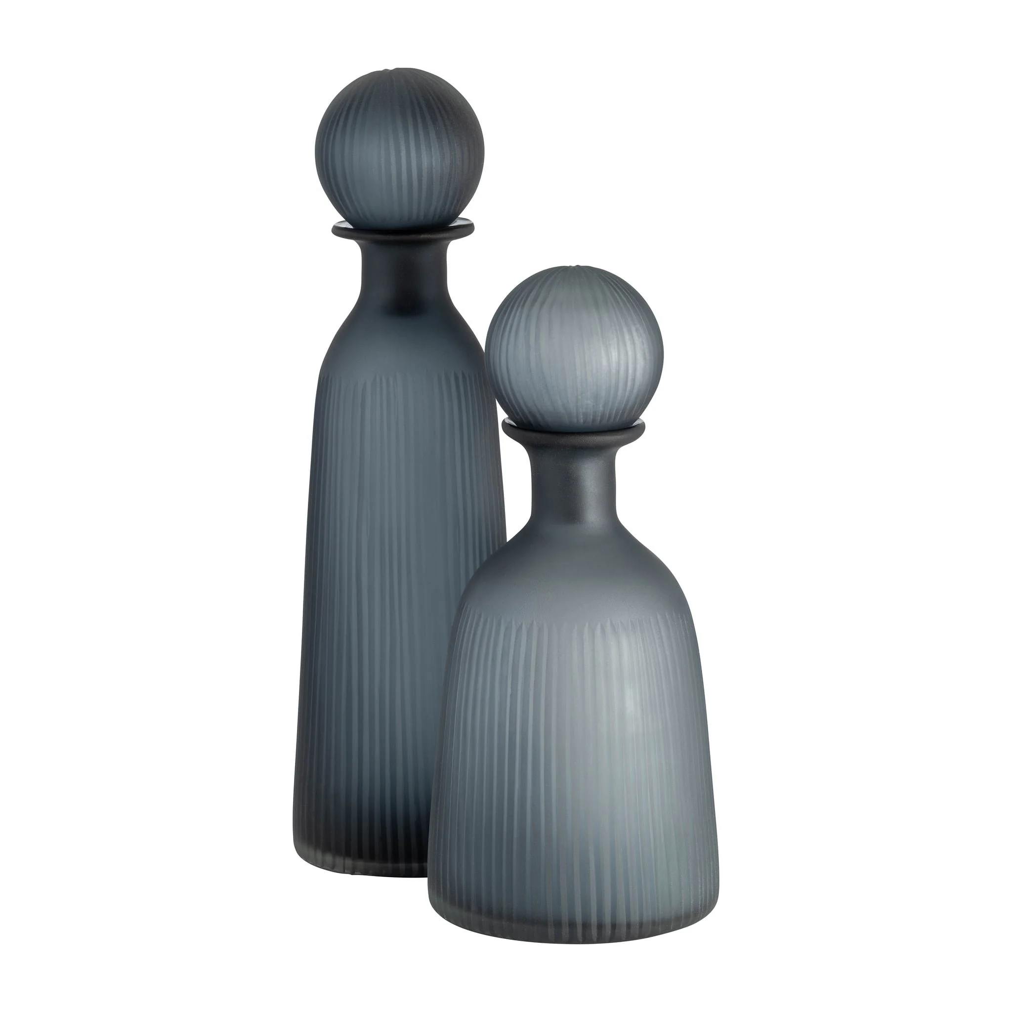 Glass, 13"h Vase W/ Lid, Blue/gray - Image 7