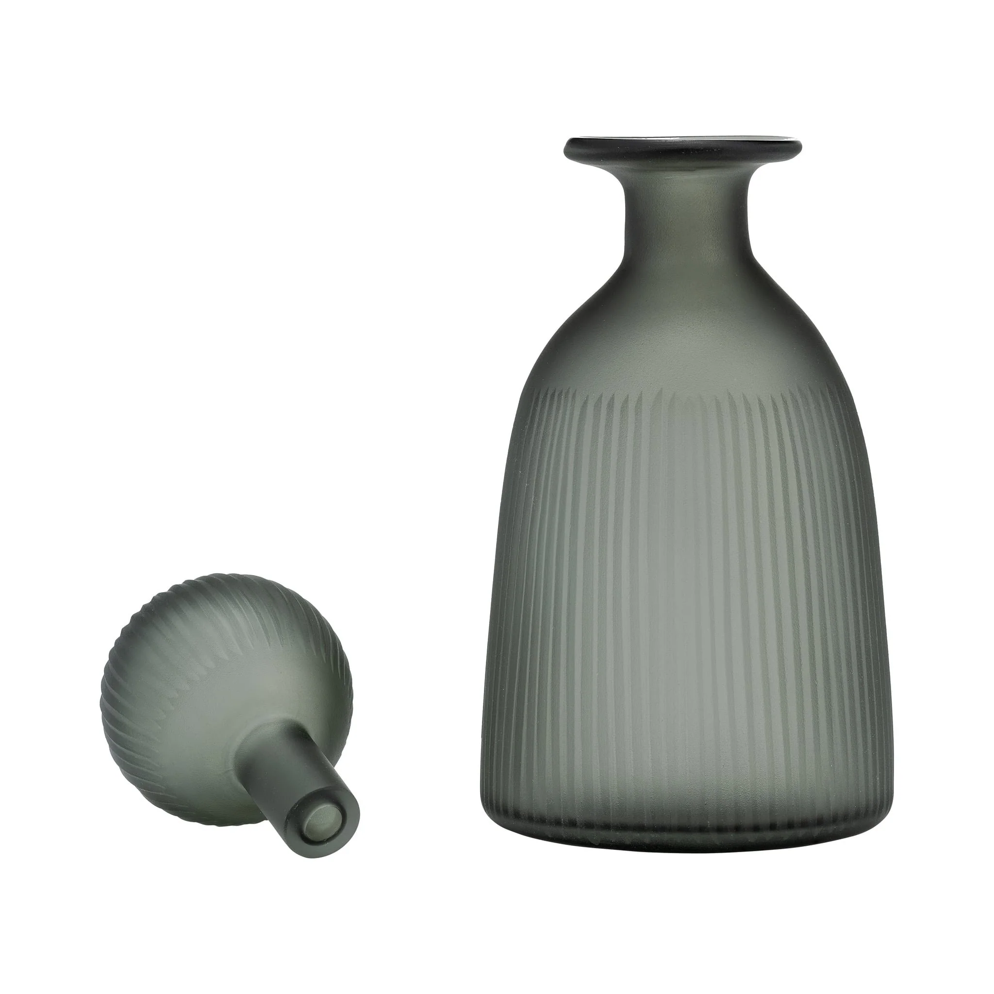 Glass, 13"h Vase W/ Lid, Green/smoke - Image 2