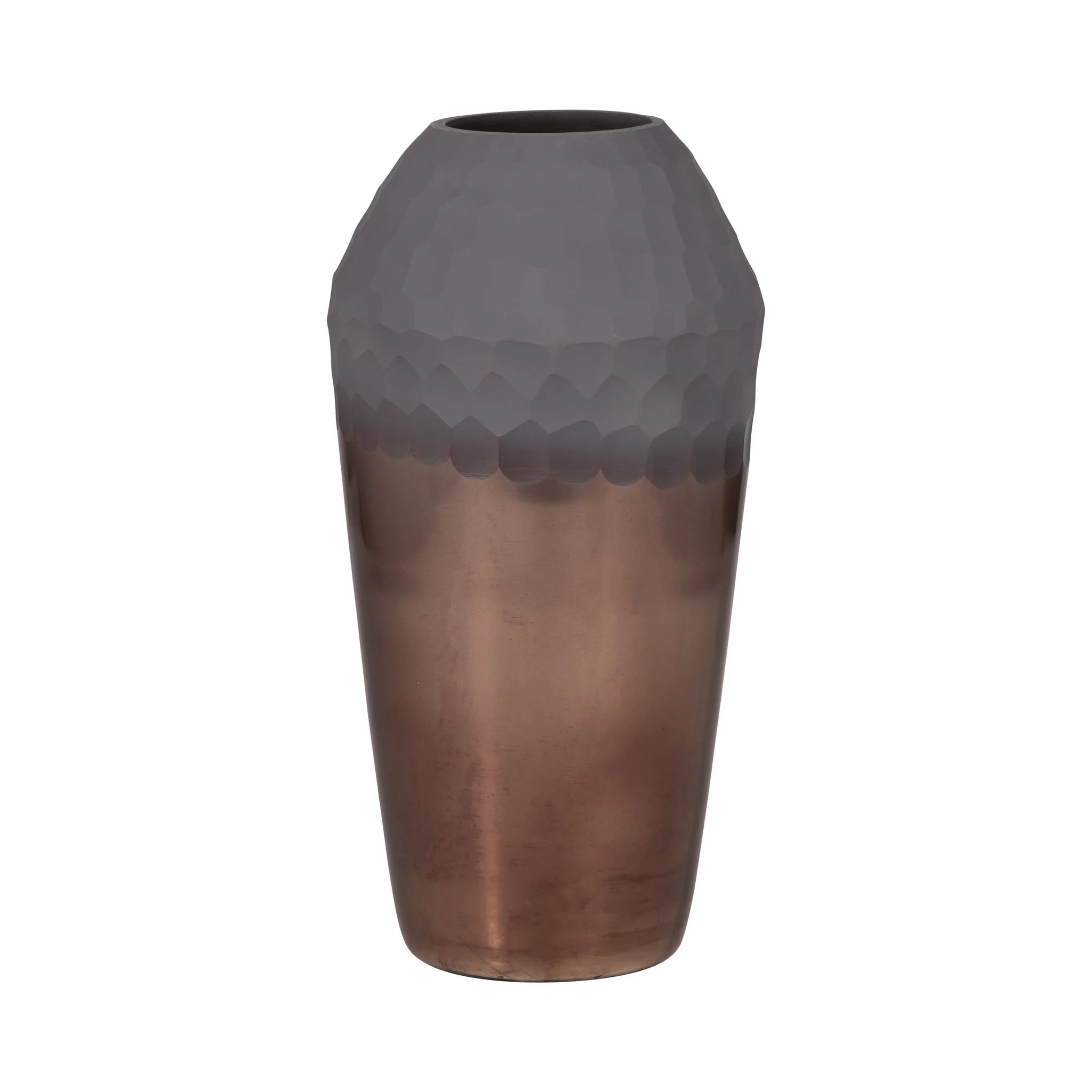Glass, 14" 2-tone Hand-cut Vase, Metallic - Image 2