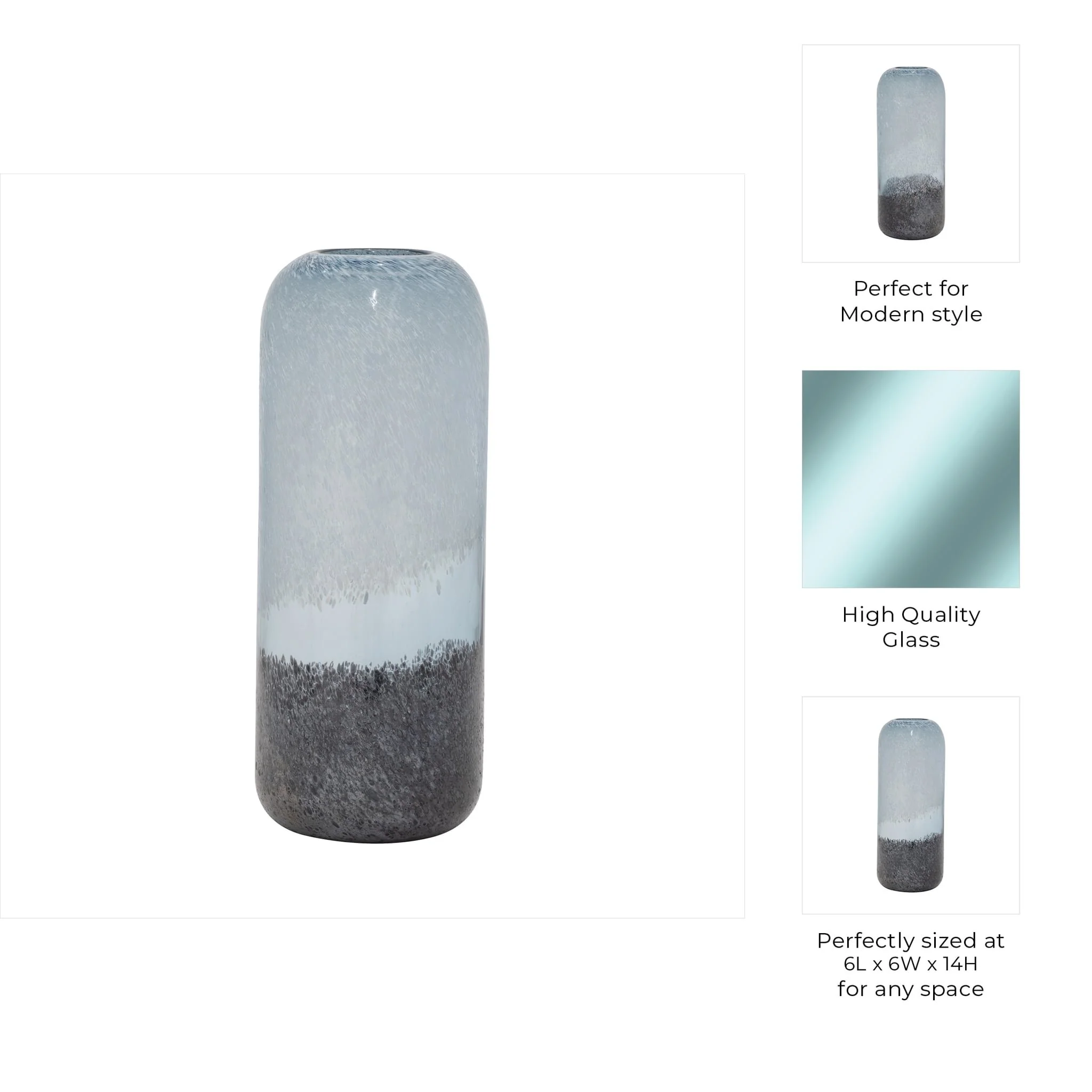Glass, 14" Ombre Vase, Multi - Image 9