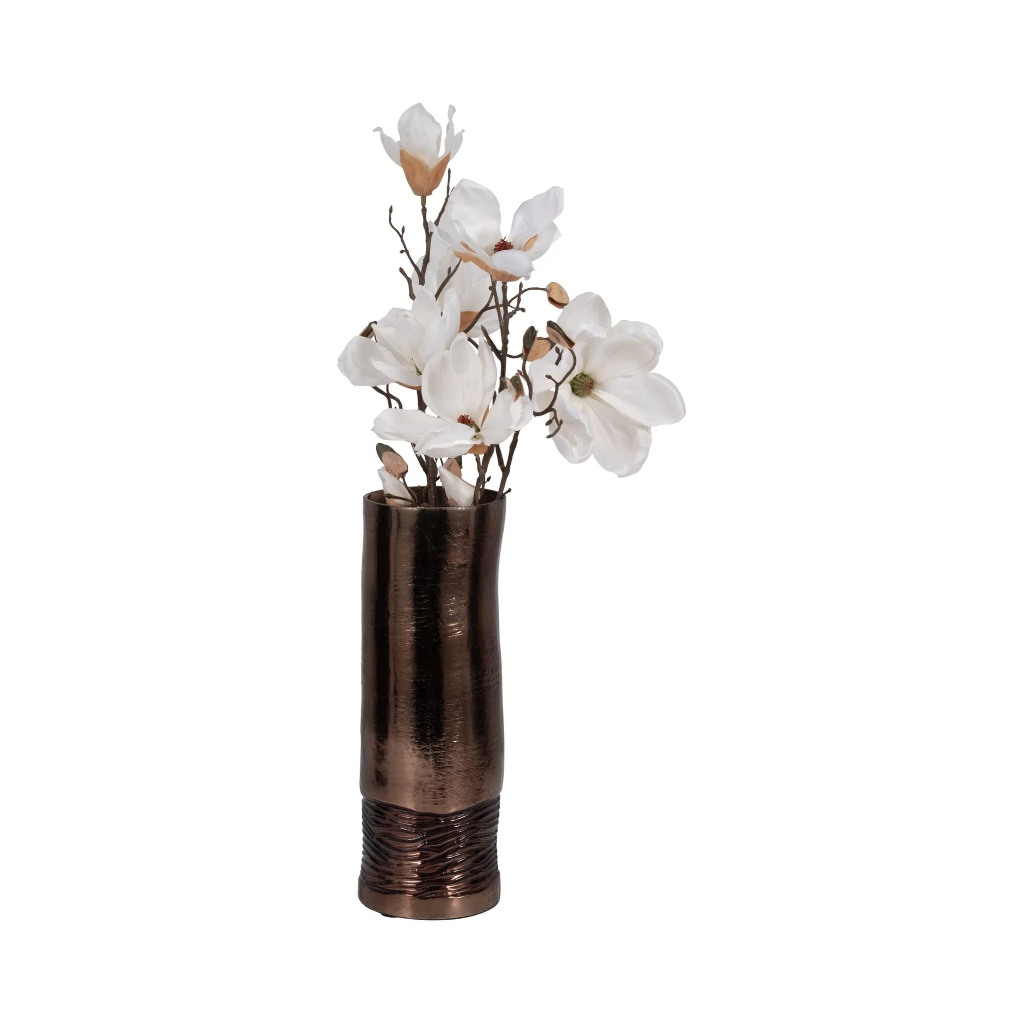 Glass, 14" Textured Enamel Vase, Bronze - Image 2