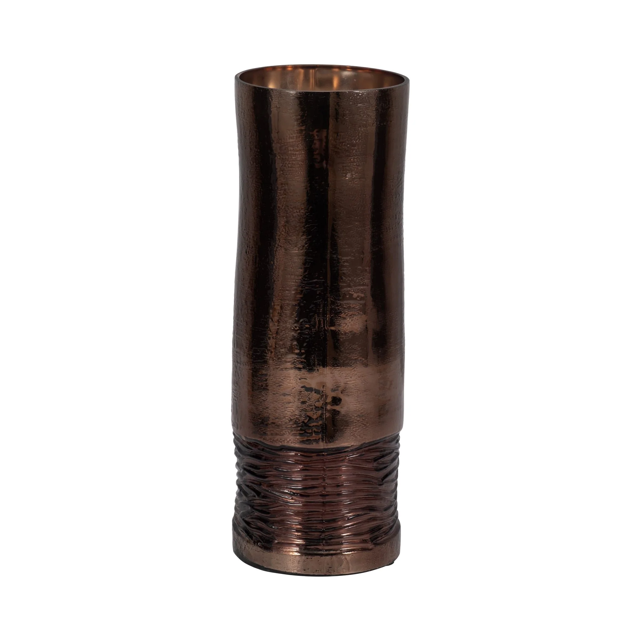 Glass, 14" Textured Enamel Vase, Bronze - Image 3