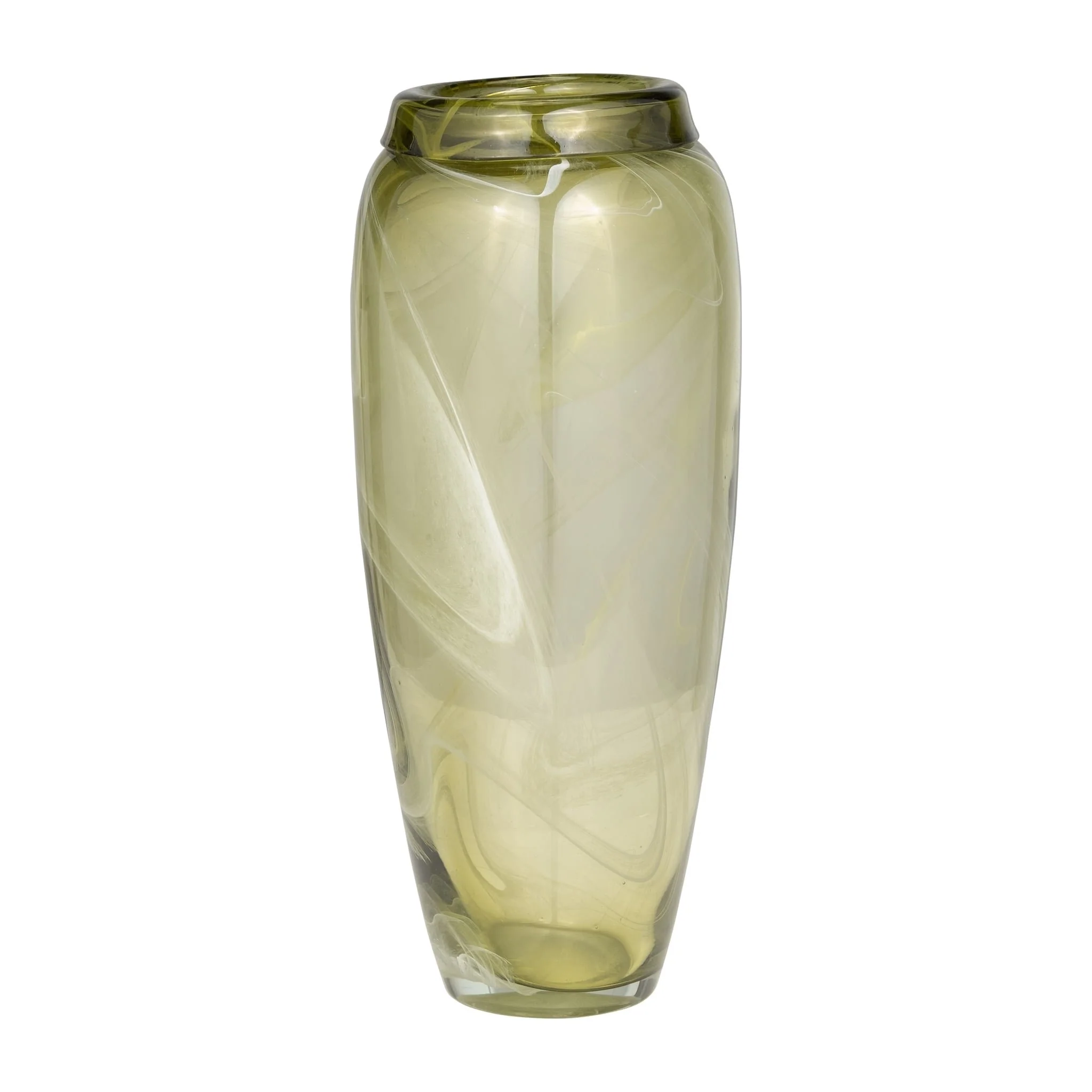 Glass, 14" Vase Green Swirl - Image 2