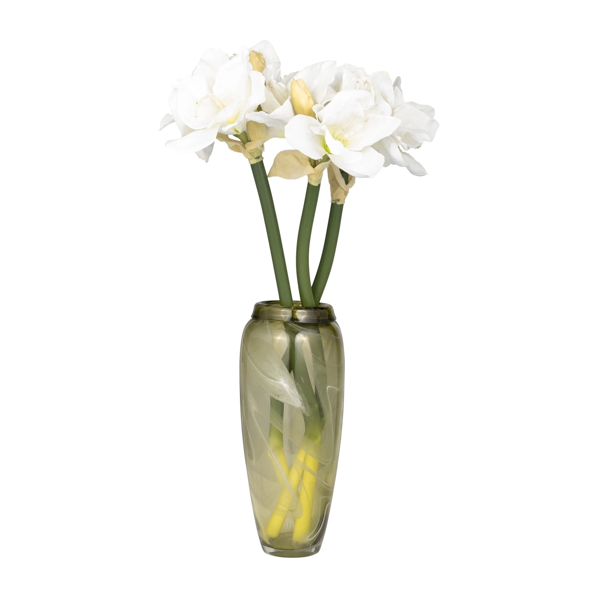 Glass, 14" Vase Green Swirl - Image 3