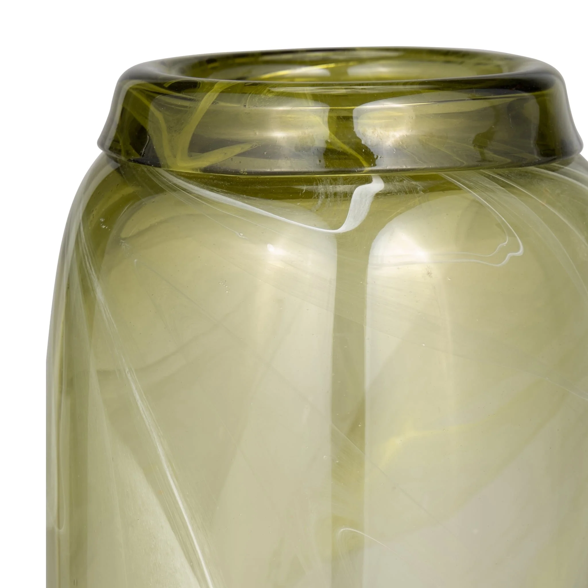 Glass, 14" Vase Green Swirl - Image 4