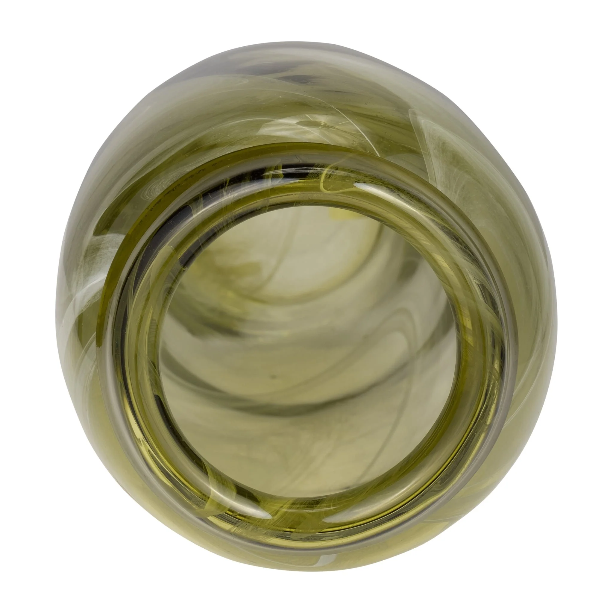Glass, 14" Vase Green Swirl - Image 6