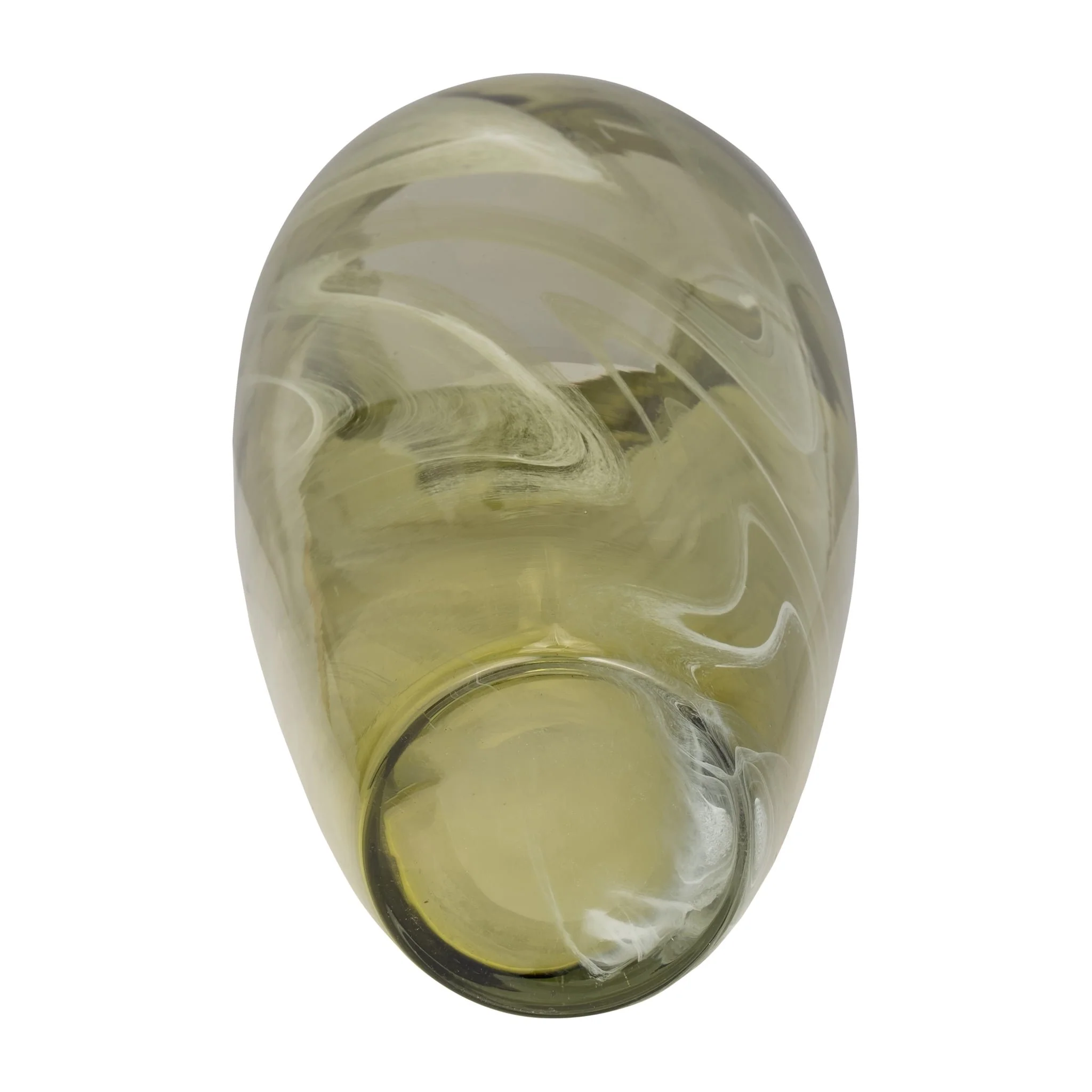 Glass, 14" Vase Green Swirl - Image 7