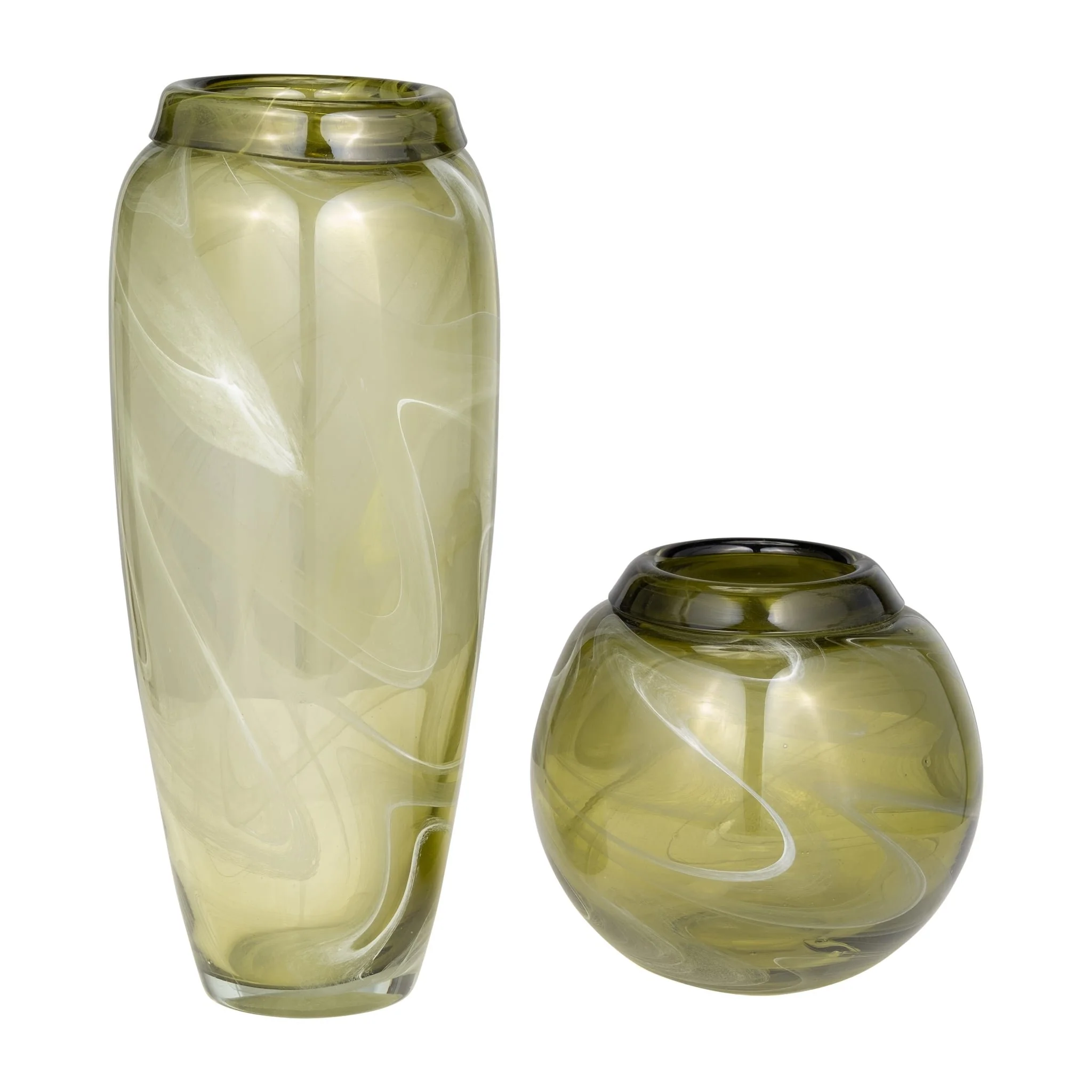 Glass, 14" Vase Green Swirl - Image 8