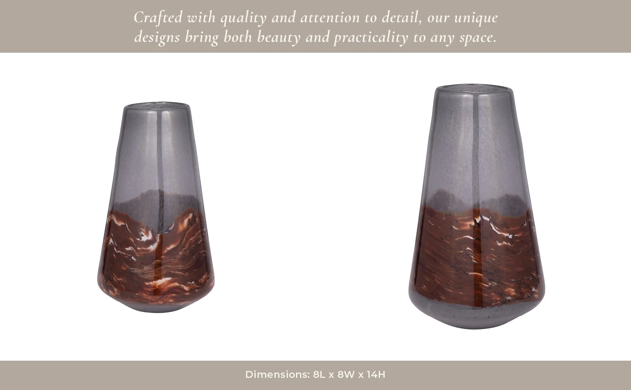 Glass, 14" Vase Grey/brown - Image 12