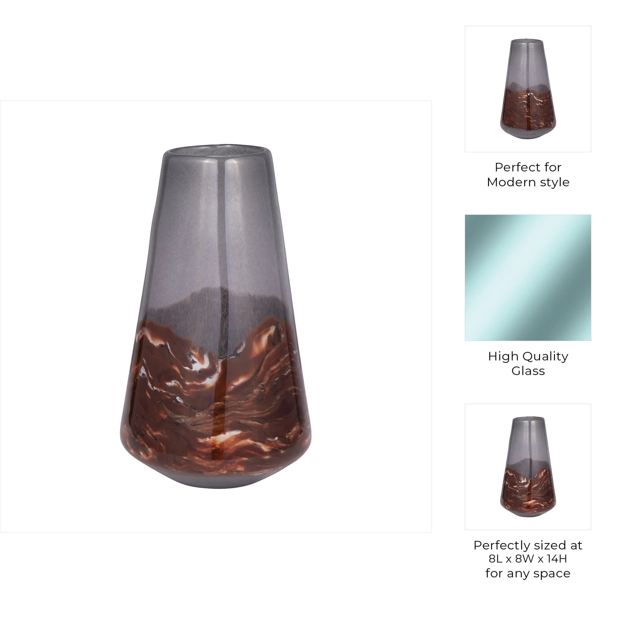 Glass, 14" Vase Grey/brown - Image 8