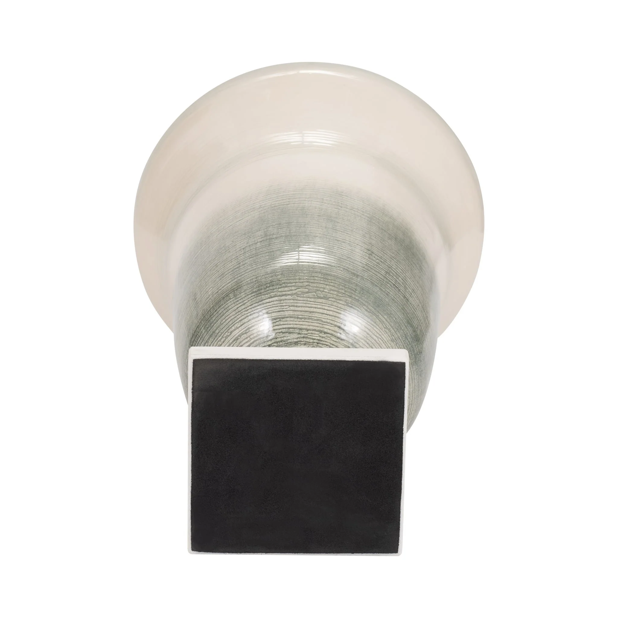 Glass, 14" Vase On Marble Base, Sage/ivory Kd - Image 7
