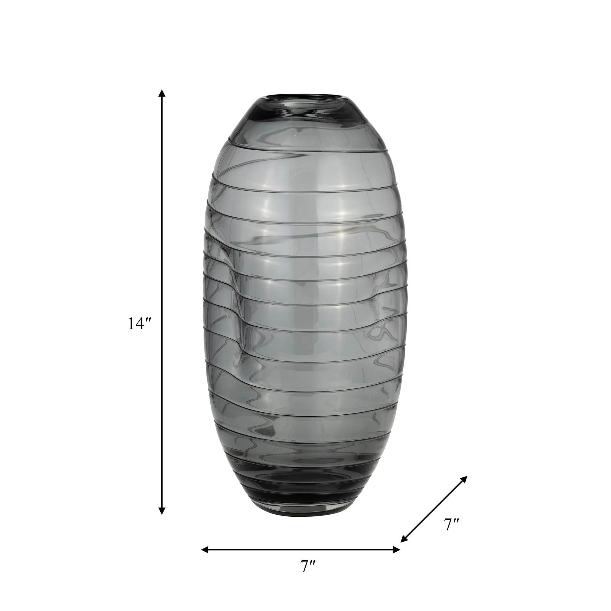 Glass, 14"h Pinched Vase, Smoke - Image 9
