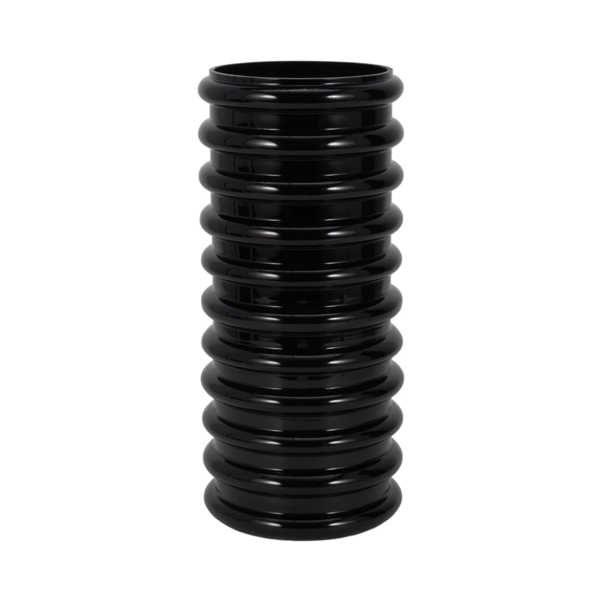 Glass, 14"h, Scallop Vase, Black - Image 3