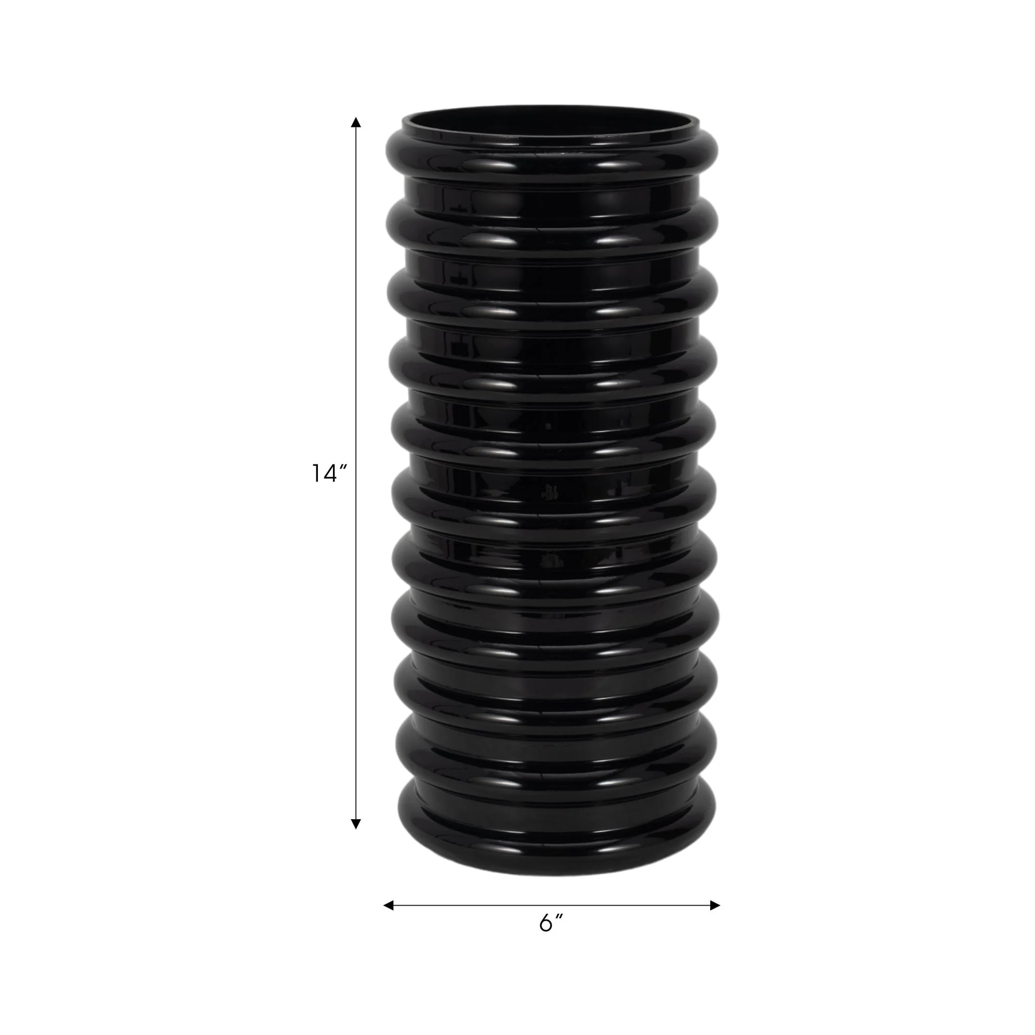 Glass, 14"h, Scallop Vase, Black - Image 8