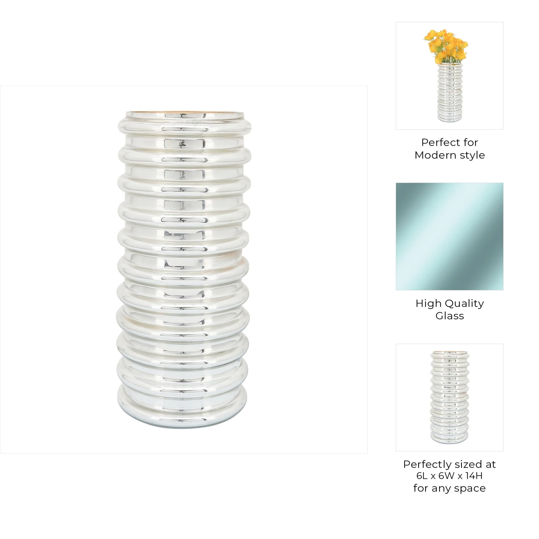 Glass, 14"h, Scallop Vase, Champagne - Image 6