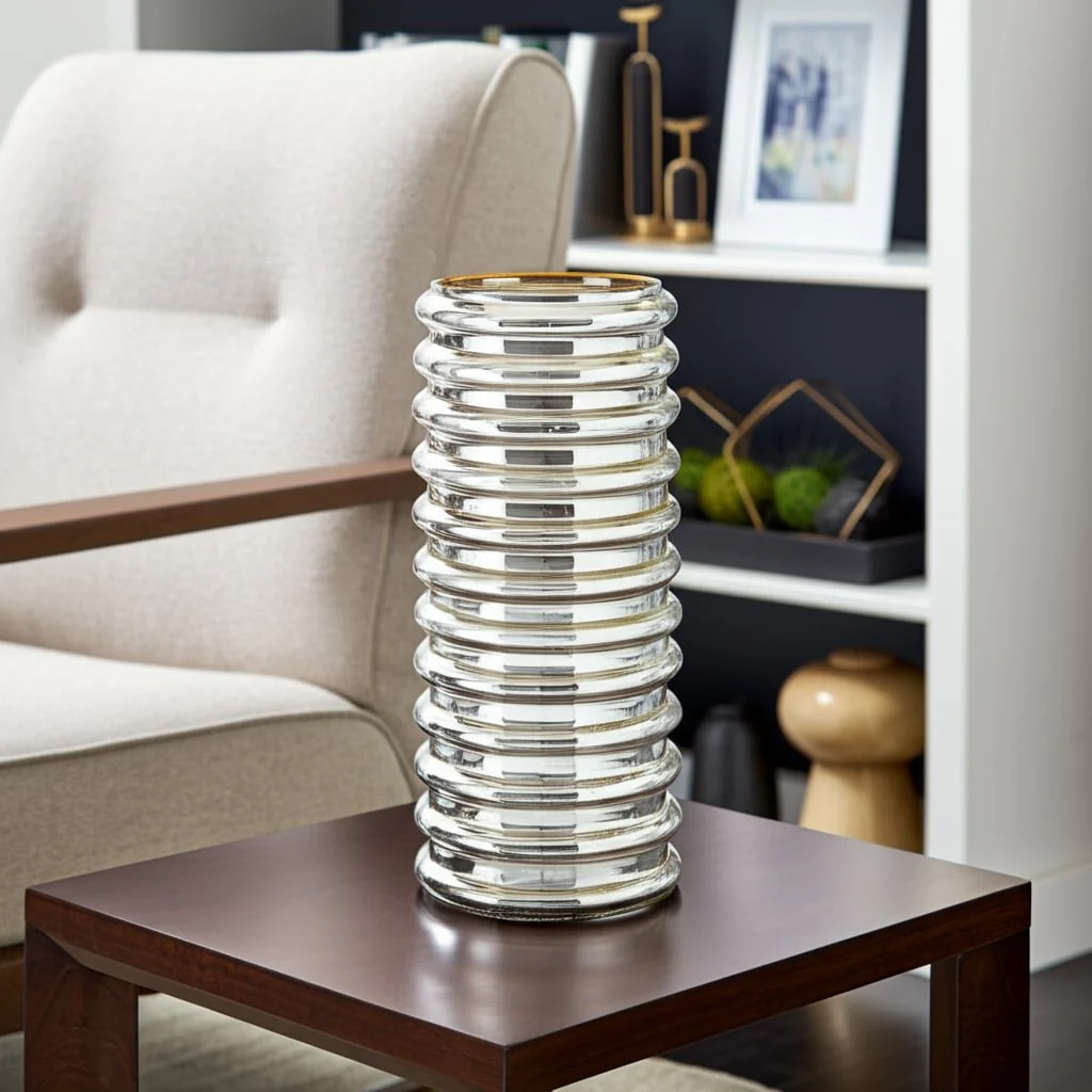 Glass, 14"h, Scallop Vase, Champagne - Image 8