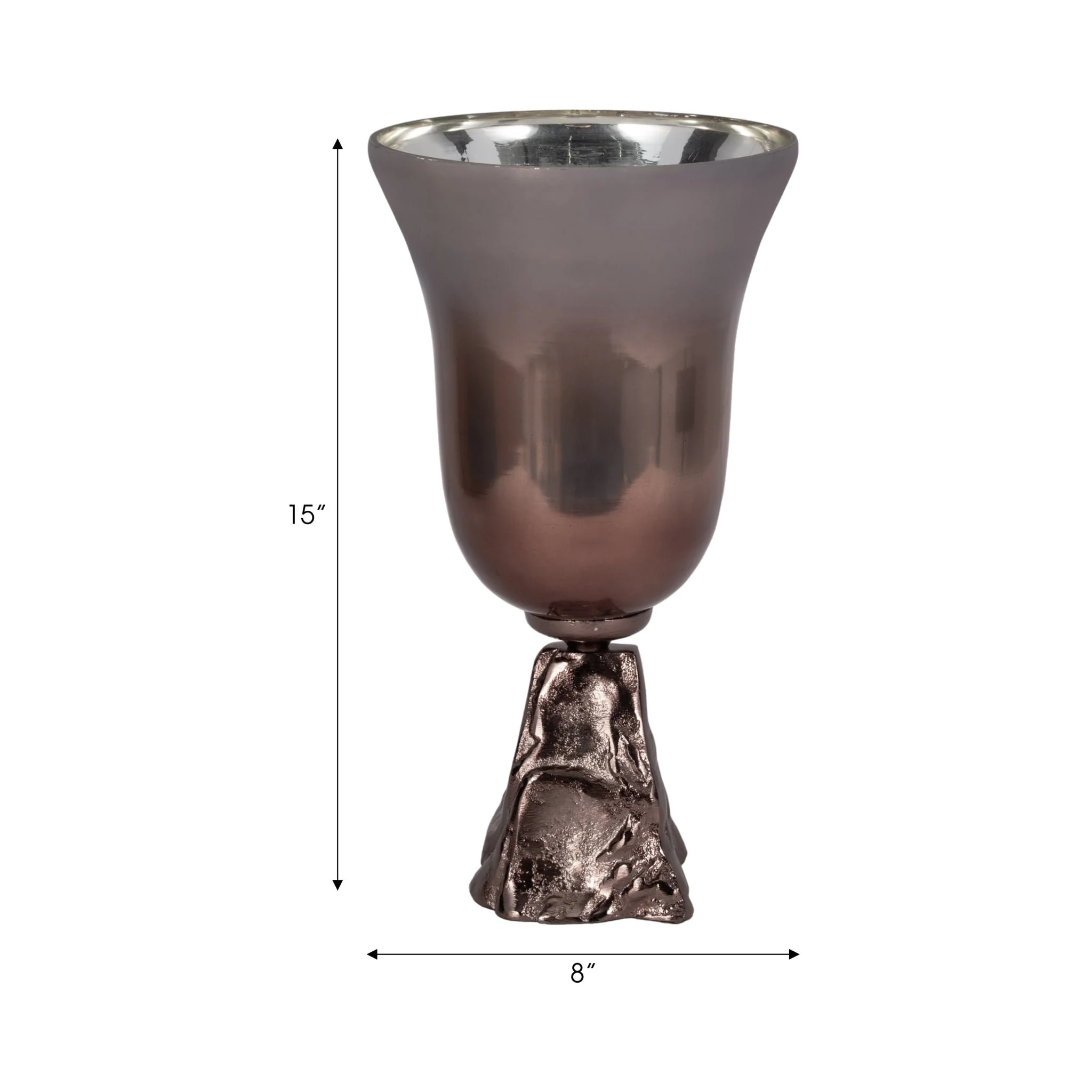 Glass, 15" 2-tone Chalice Vase, Metallic Kd - Image 8