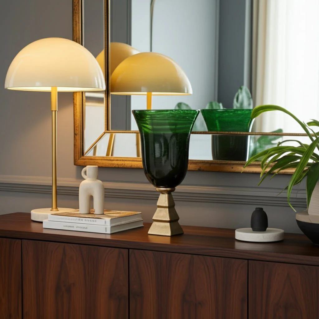 Glass, 15" 5th Ave Vase On Stand, Green/gold - Image 11