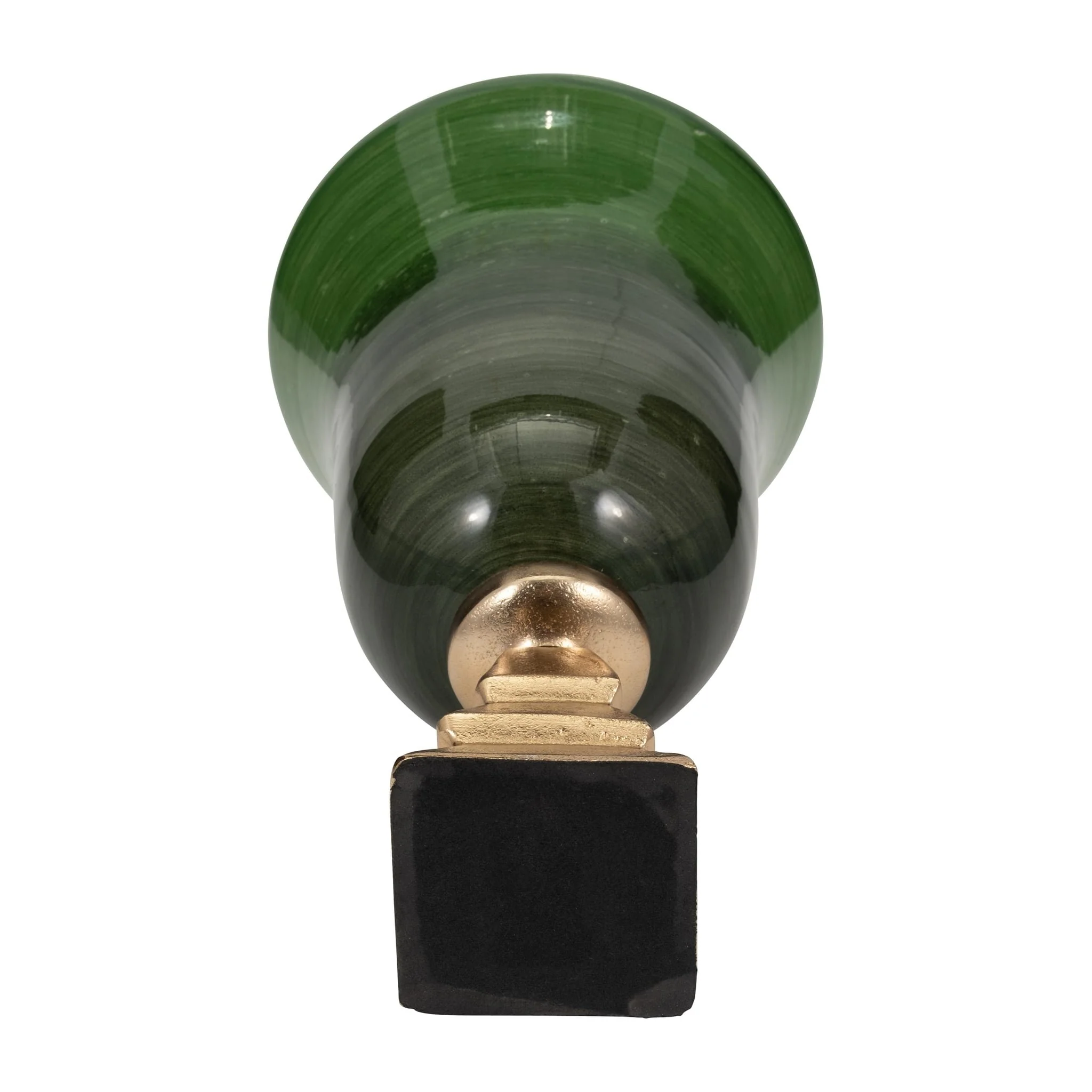 Glass, 15" 5th Ave Vase On Stand, Green/gold - Image 6