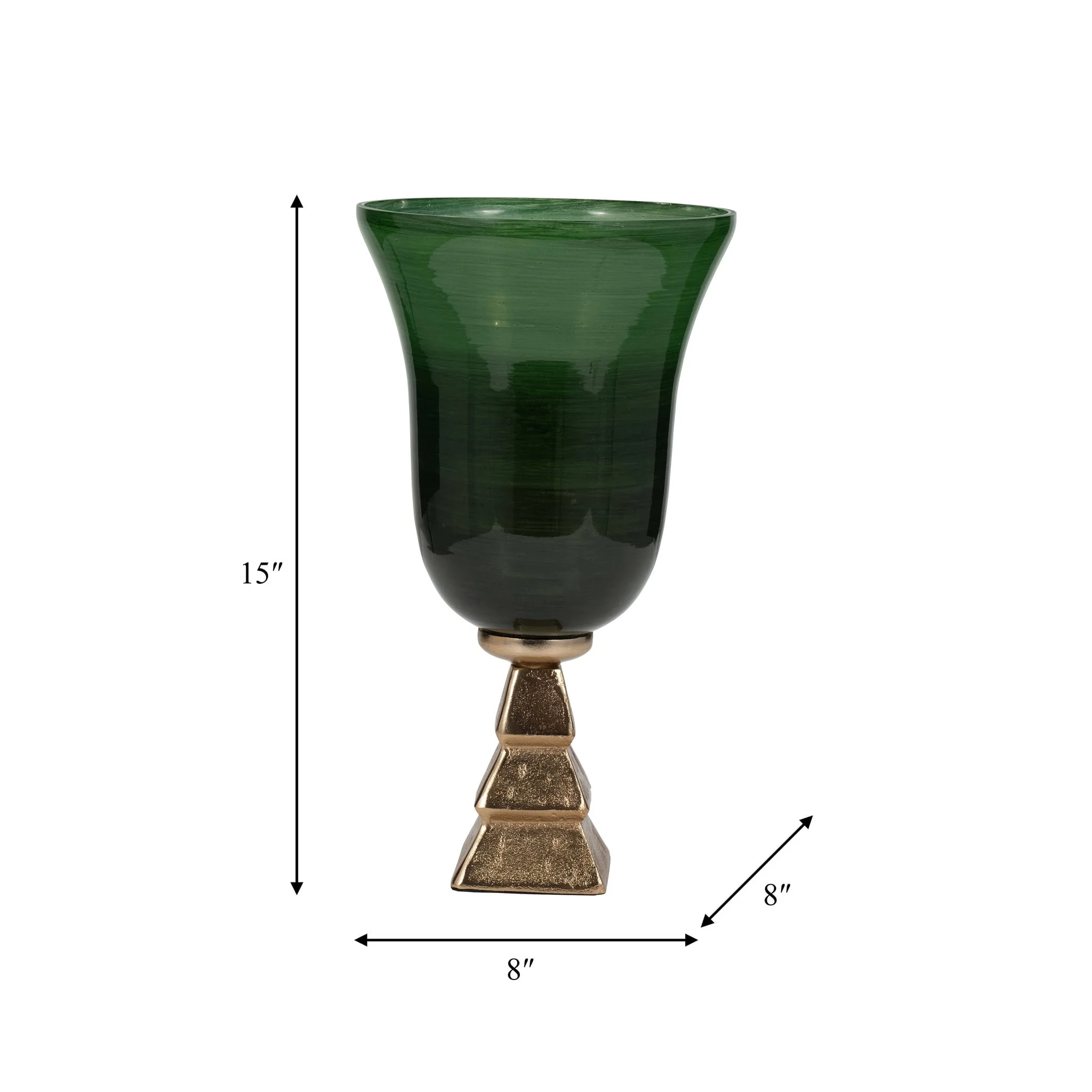 Glass, 15" 5th Ave Vase On Stand, Green/gold - Image 8