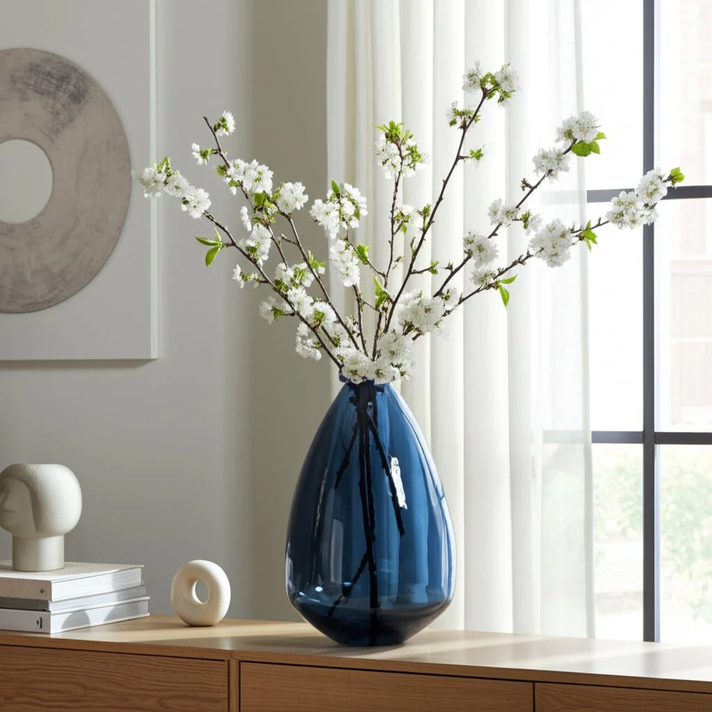 Glass, 15" Balloon Vase, Blue - Image 10