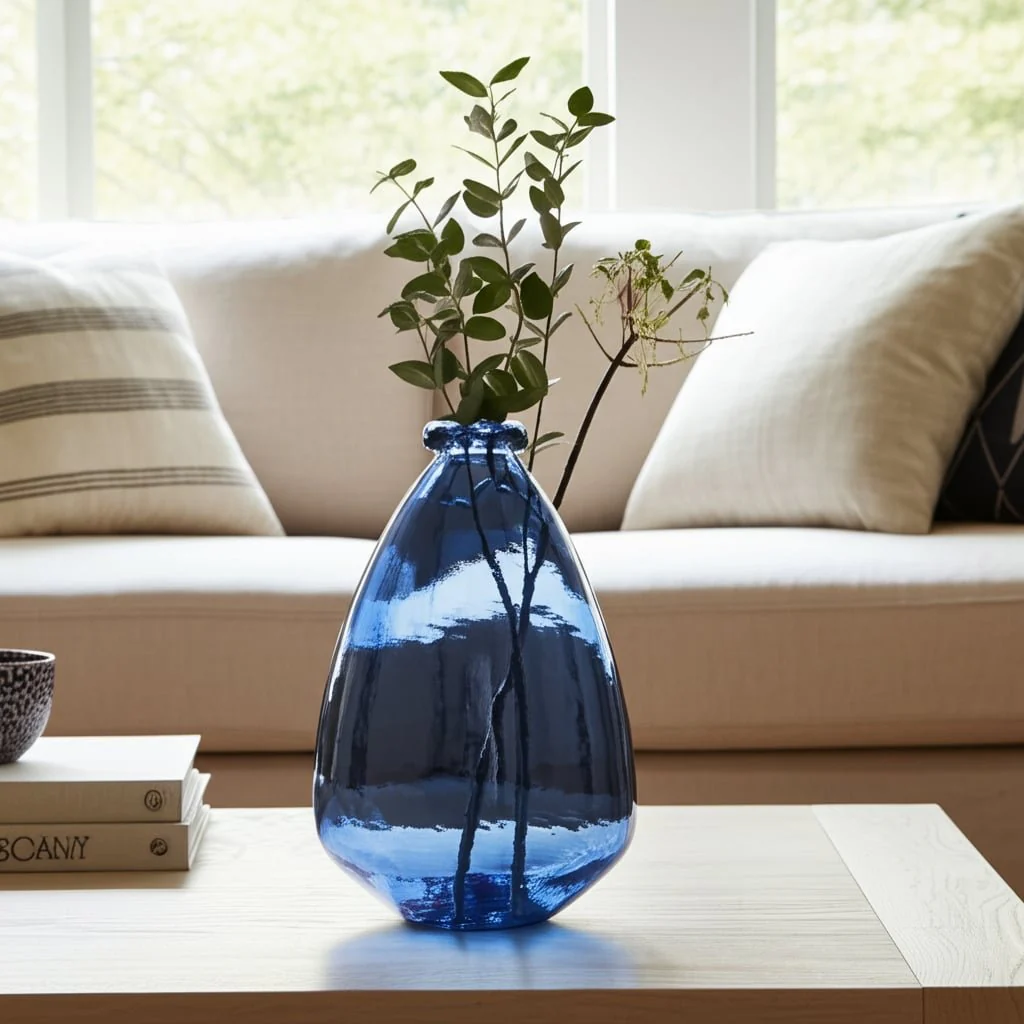 Glass, 15" Balloon Vase, Blue - Image 13