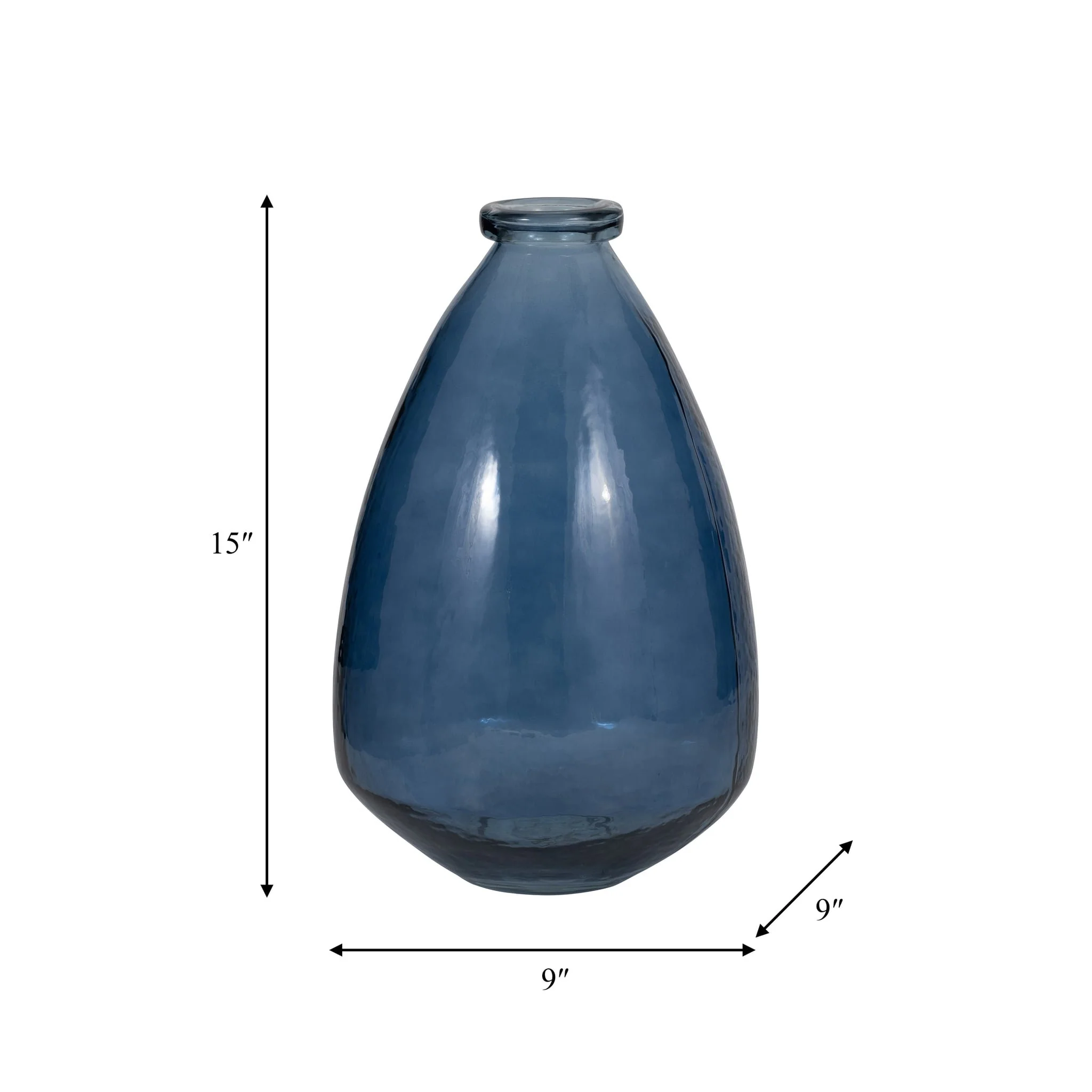 Glass, 15" Balloon Vase, Blue - Image 8