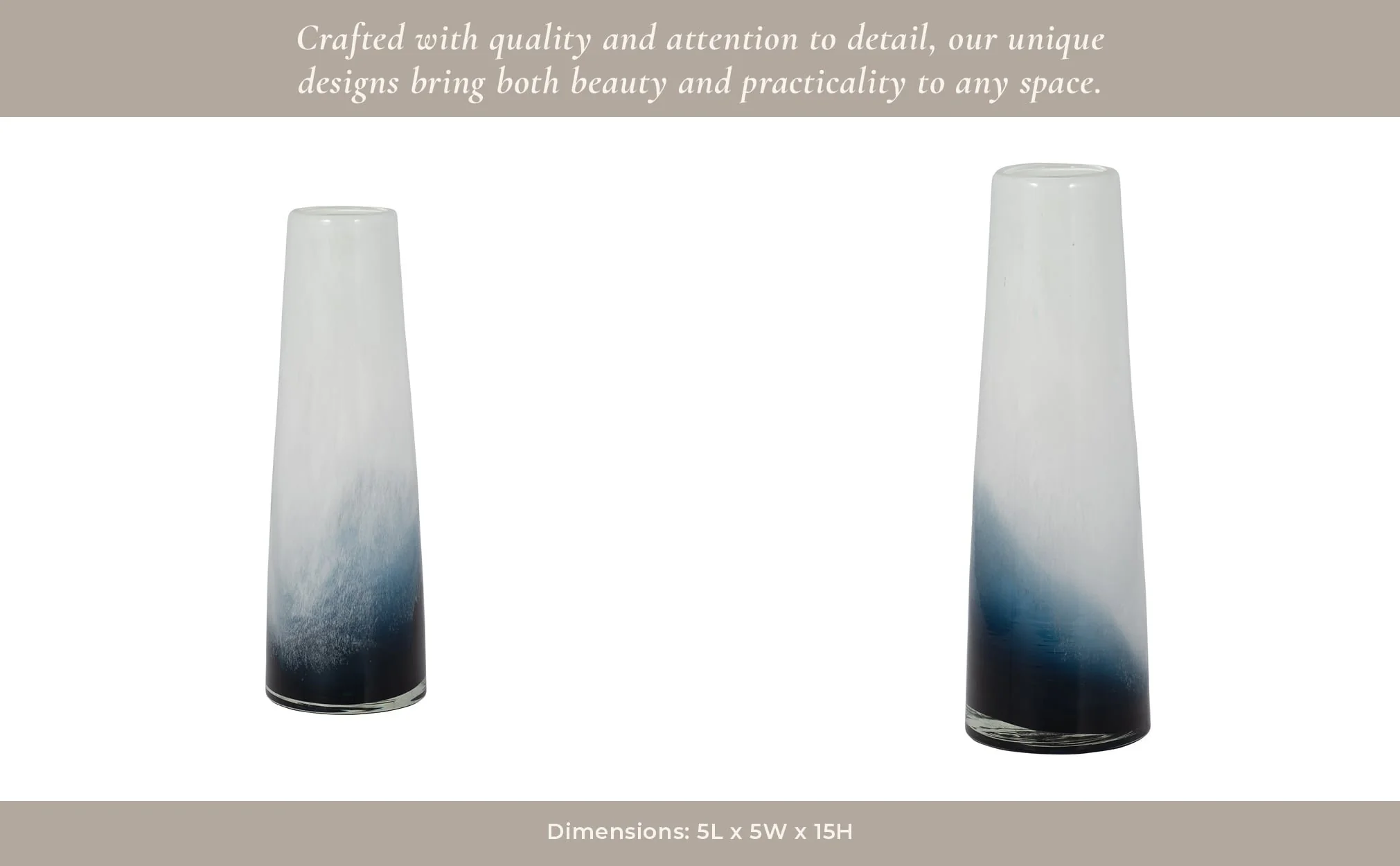 Glass, 15" Blue Waters Vase, Blue/white - Image 14