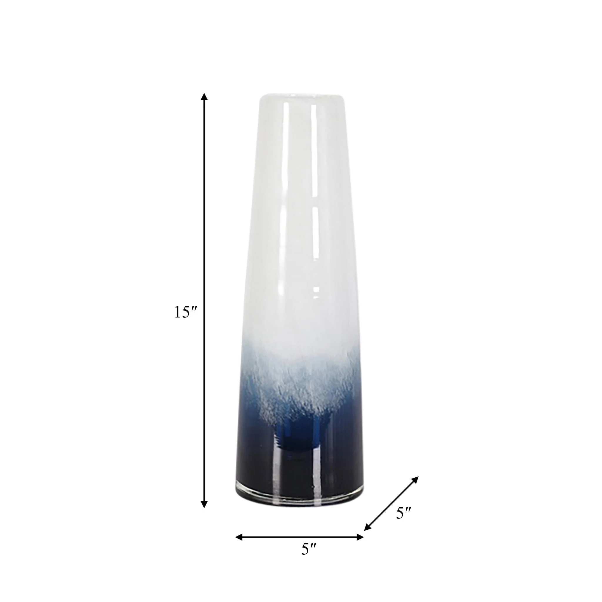 Glass, 15" Blue Waters Vase, Blue/white - Image 8