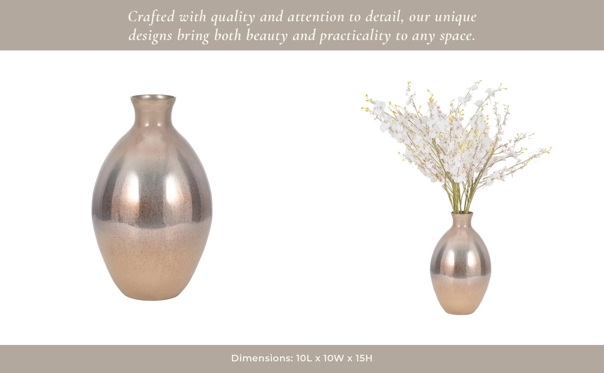 Glass, 15" Bulbous Vase, Champagne - Image 14