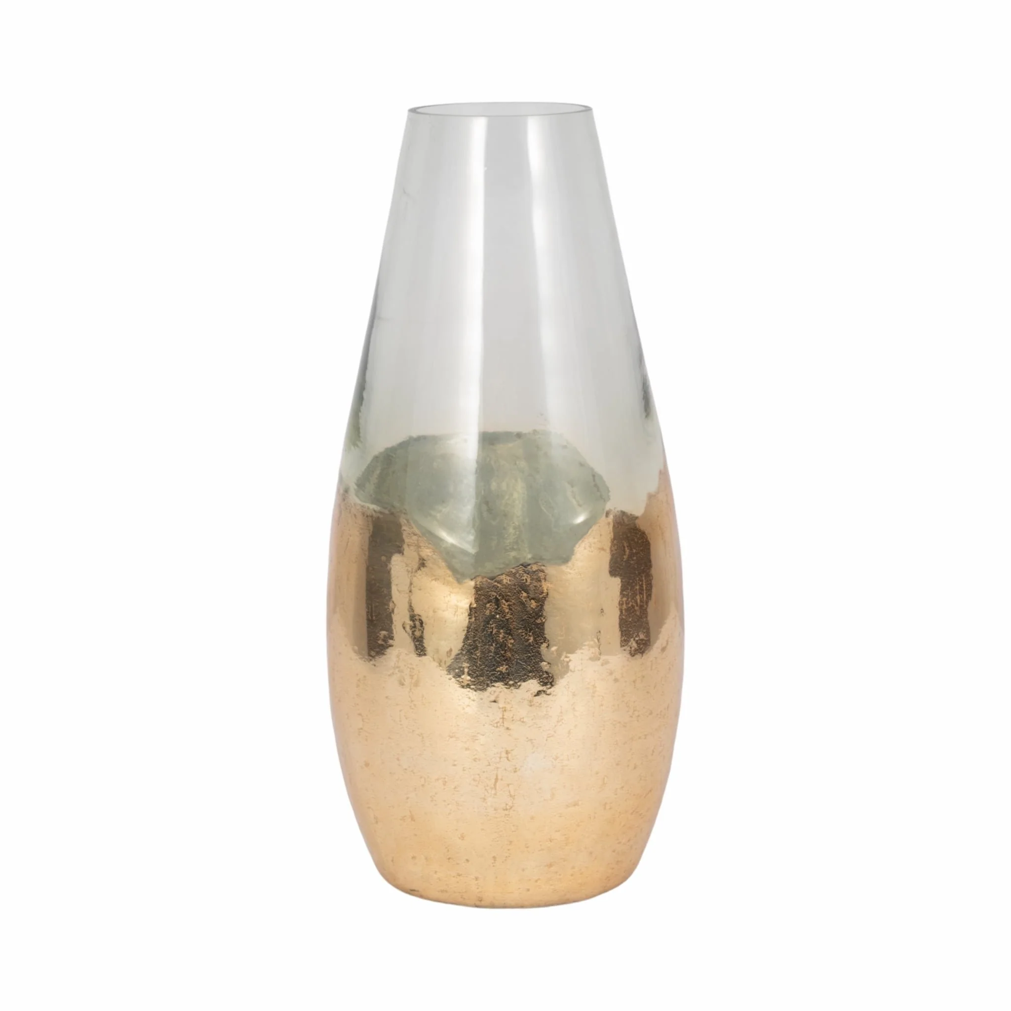 Glass, 15" Gold Dipped Vase, Clear - Image 3