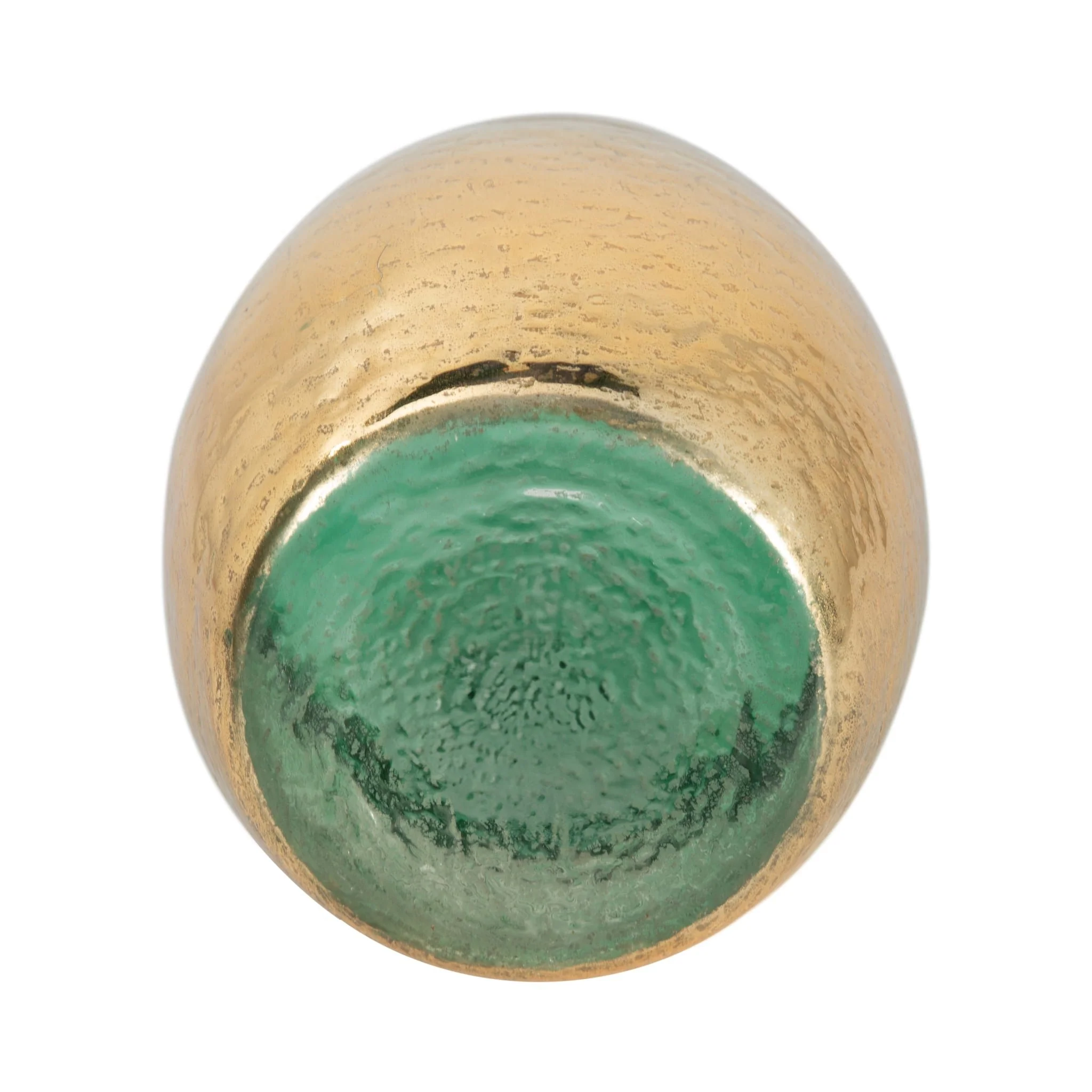Glass, 15" Gold Dipped Vase, Green - Image 6
