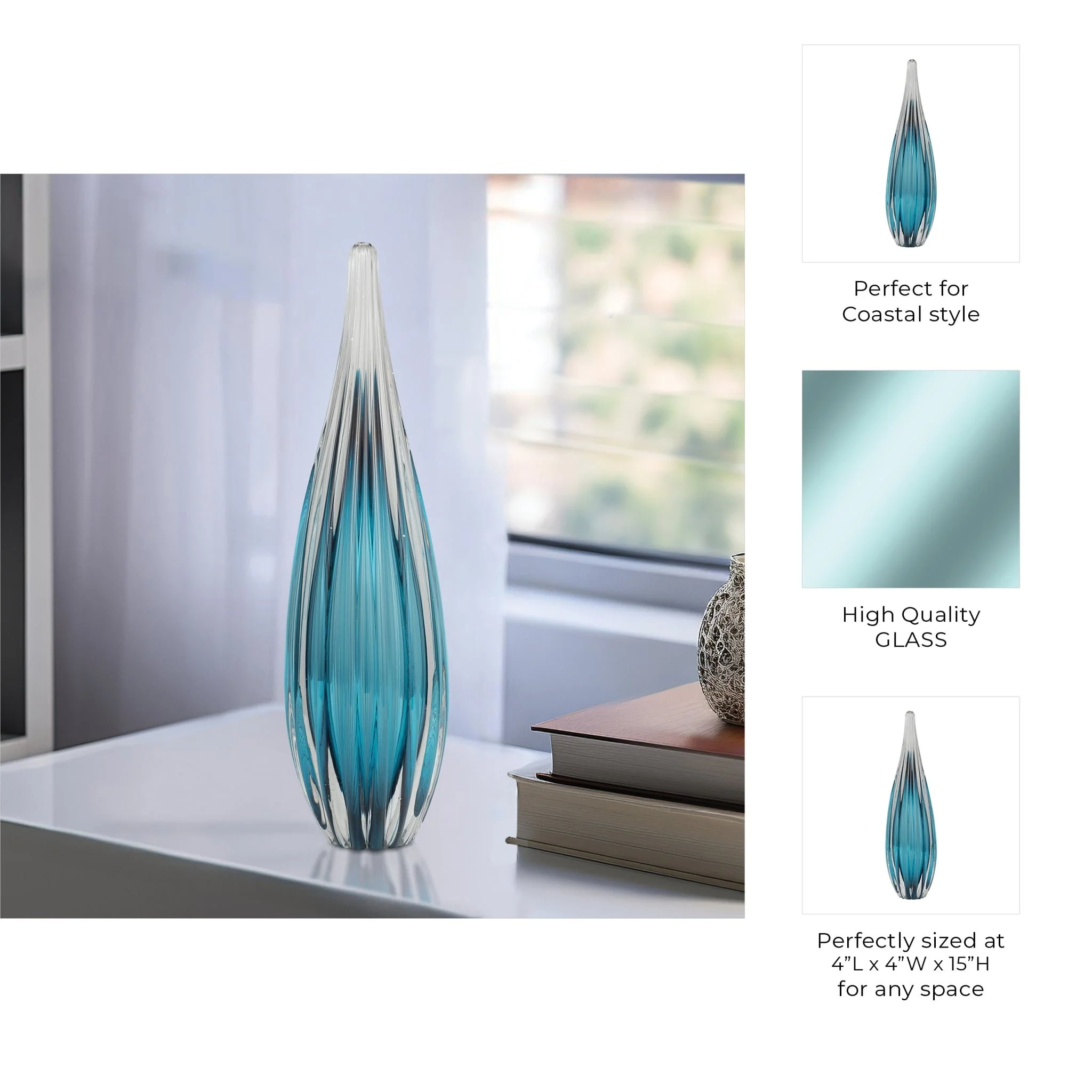 Glass, 15" Paperweight Teal - Image 9