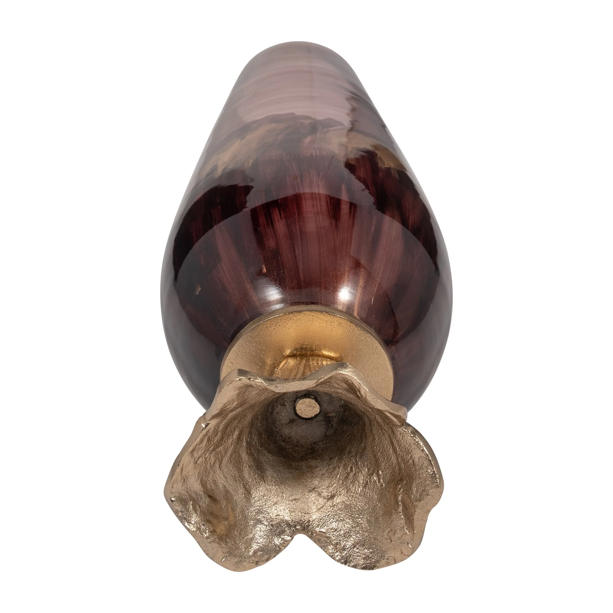 Glass, 15" Vase W/ Leaf Base, Bronze - Image 7
