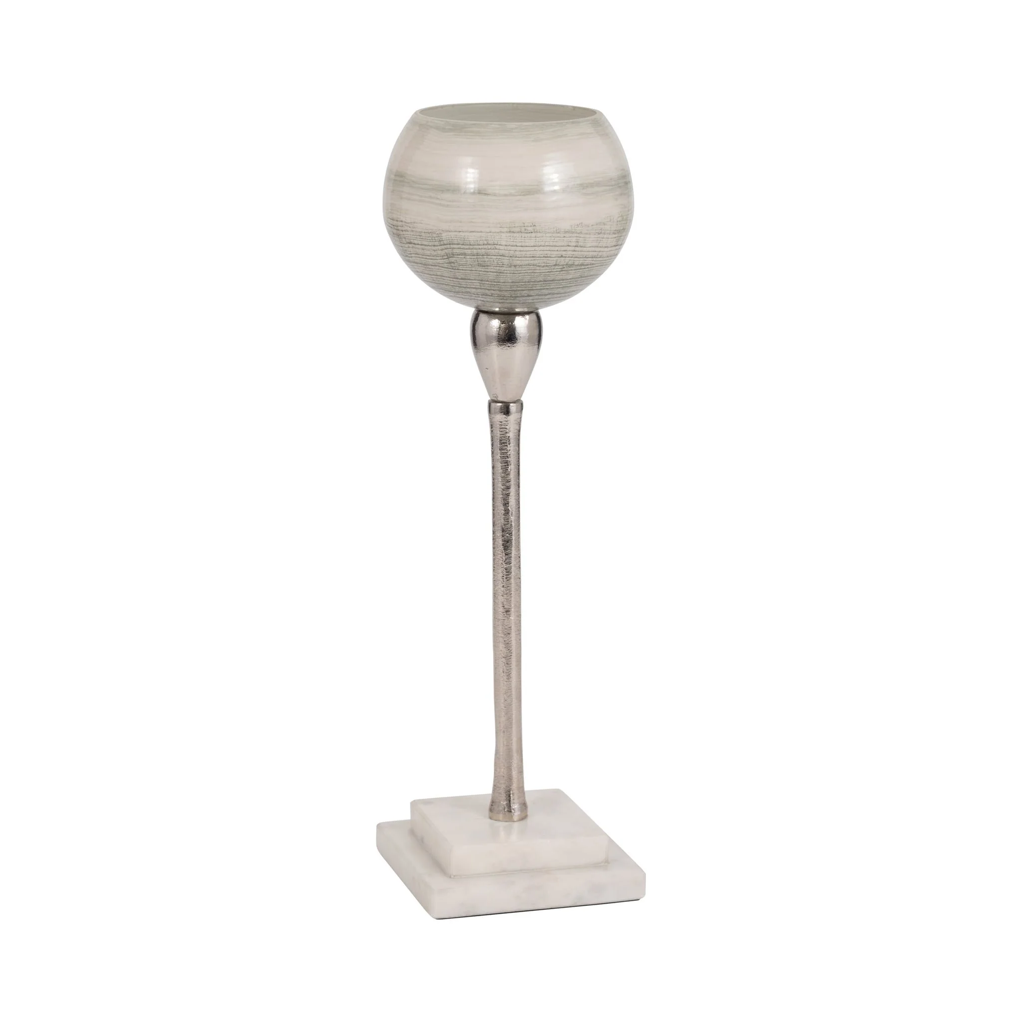 Glass, 15" Votive Holder W Marble Stand, Sage/silv - Image 2