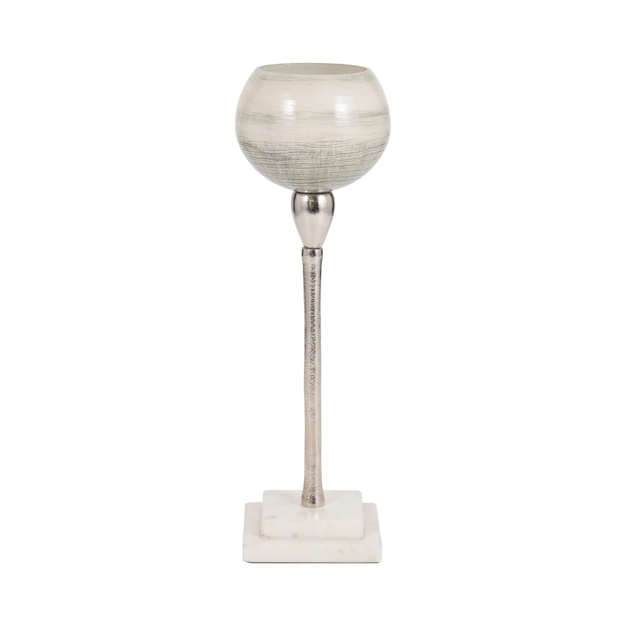 Glass, 15" Votive Holder W Marble Stand, Sage/silv - Image 3
