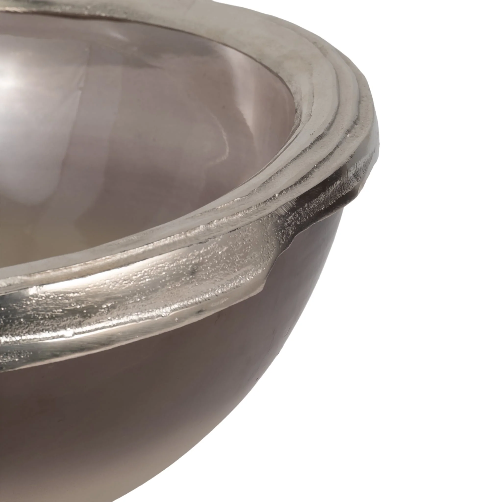 Glass, 15"d Bowl W/ Silver Base, Taupe Nickel - Image 4