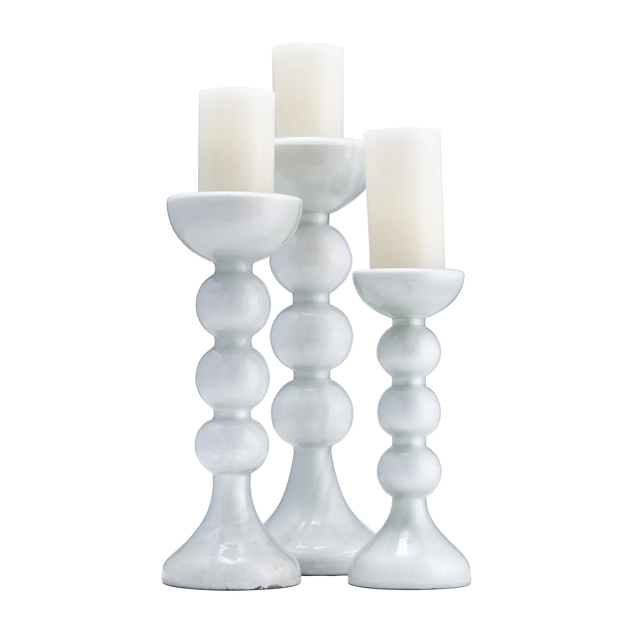 Glass, 15"h, Bubbly Candle Holder, Wht Enam - Image 6