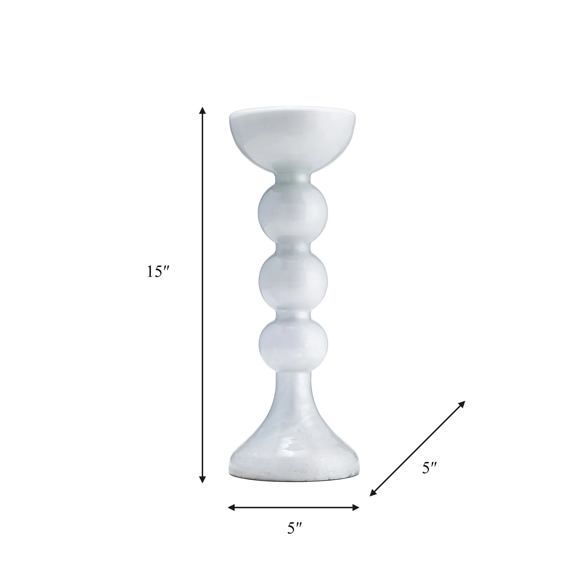 Glass, 15"h, Bubbly Candle Holder, Wht Enam - Image 8
