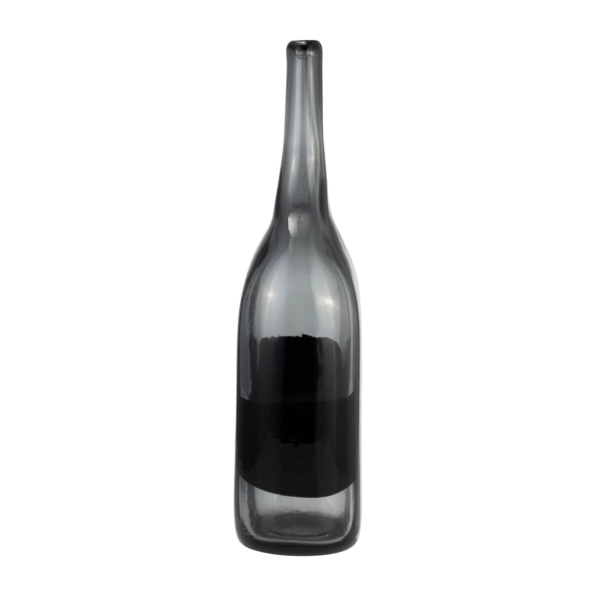 Glass, 15"h Long Neck 2-tone Vase, Smoke/black - Image 3