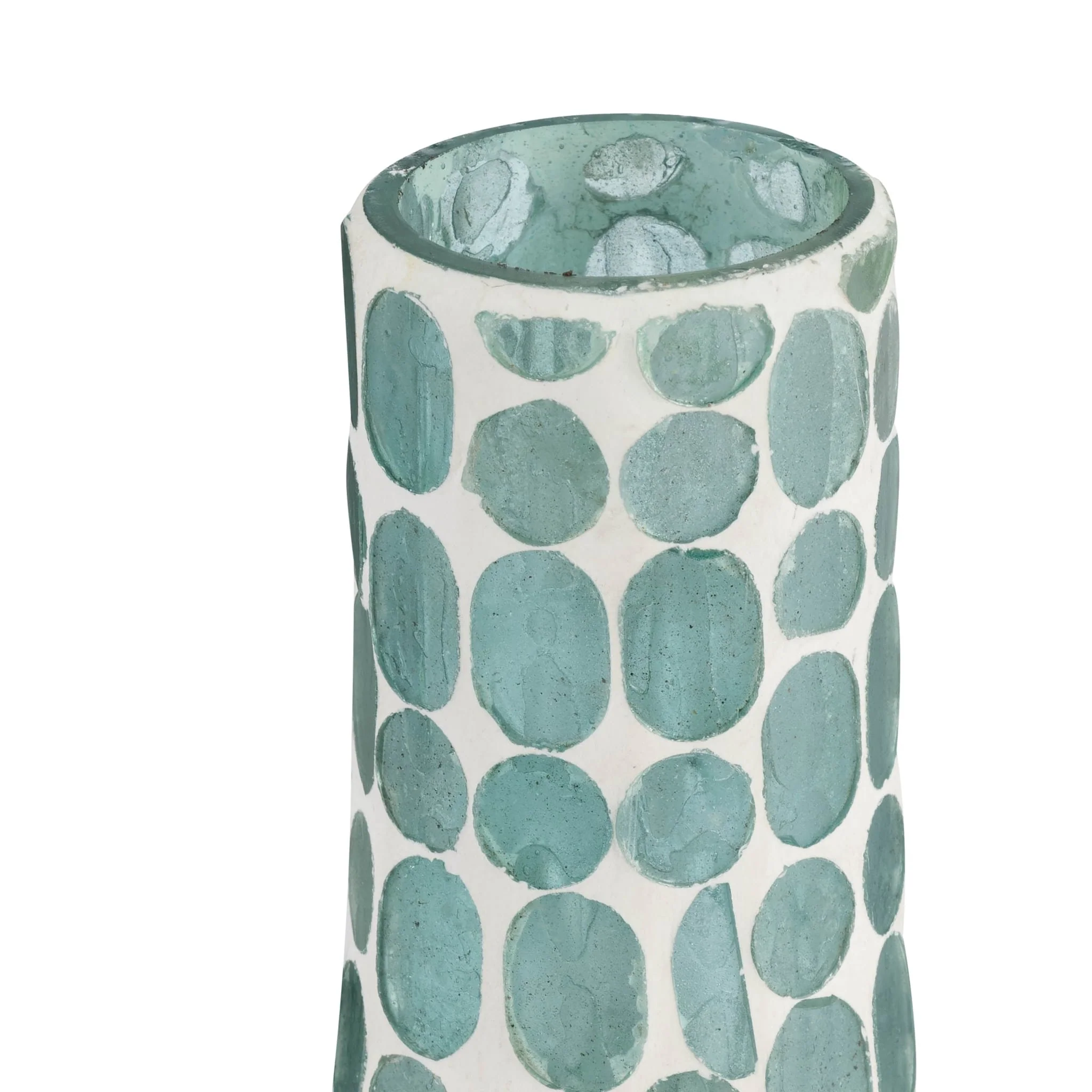 Glass, 15"h Mosaic Vase, Blue - Image 4
