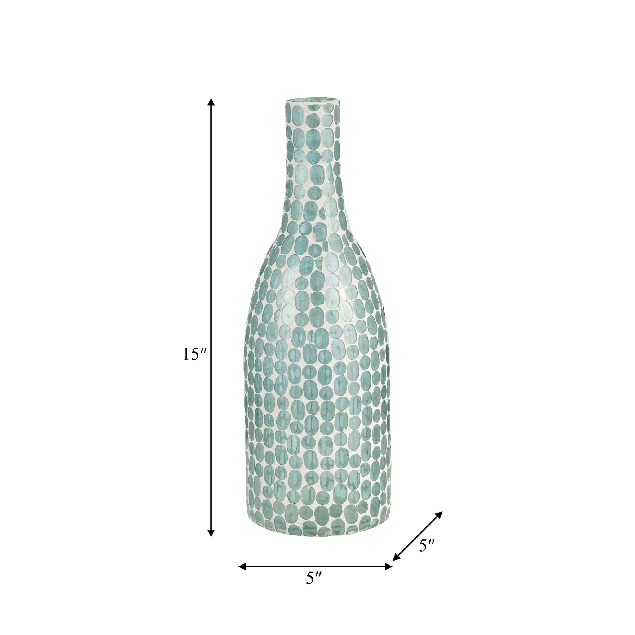 Glass, 15"h Mosaic Vase, Blue - Image 7