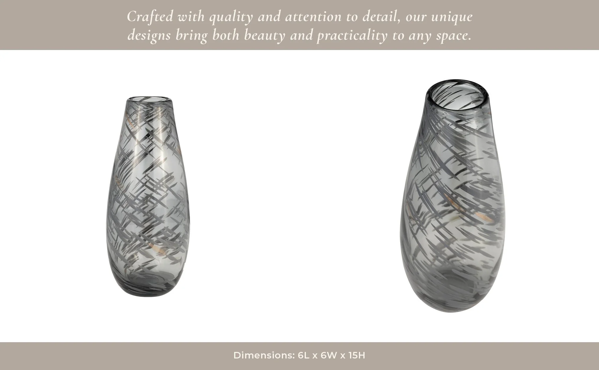 Glass, 15"h Swirl Vase, Black - Image 15